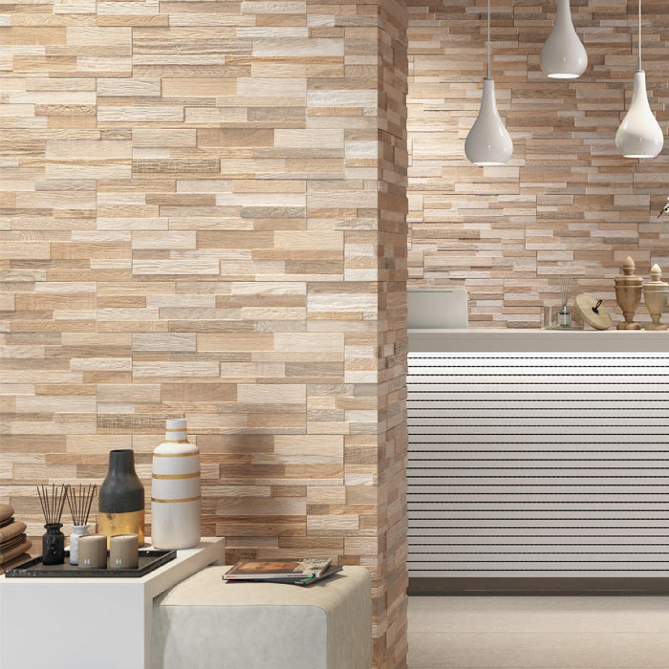 3D Wood Look Wall Art Panels - Rustic Ledger Panel Decor for Living Room, Bedroom & Office - Peel and Stick DIY Home Decoration