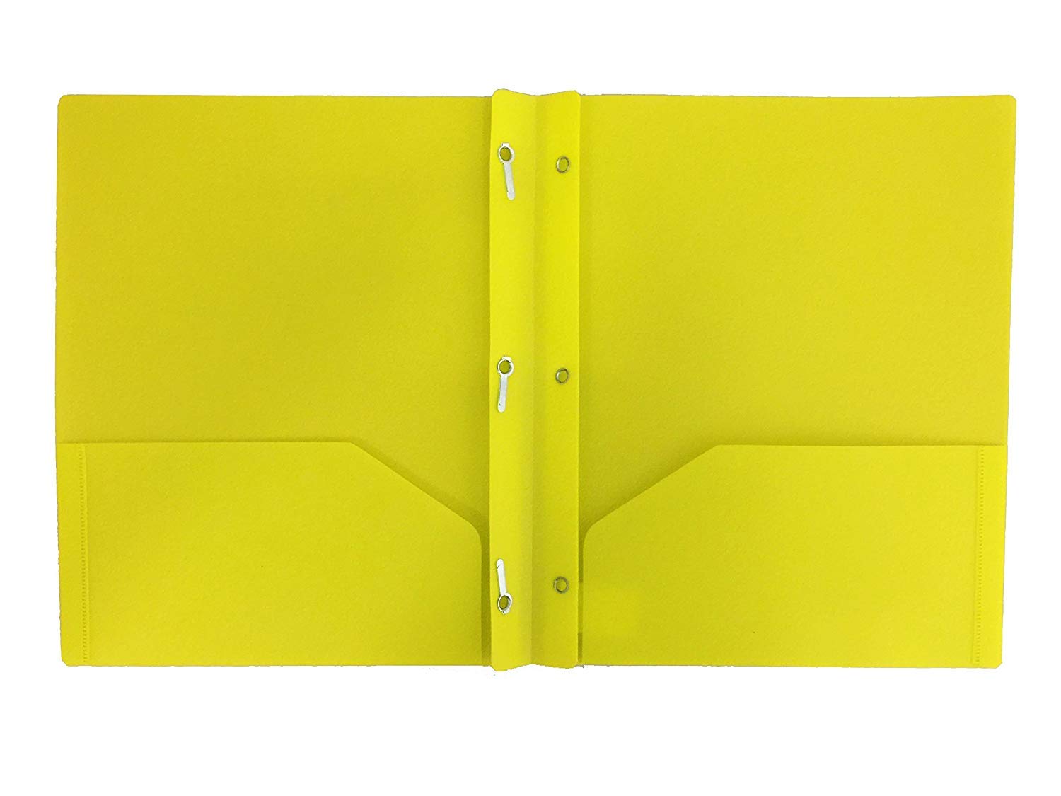 6-Pack Yellow 2-Pocket Plastic Folders with 3-Prong Fasteners for School, Office & Document Organization