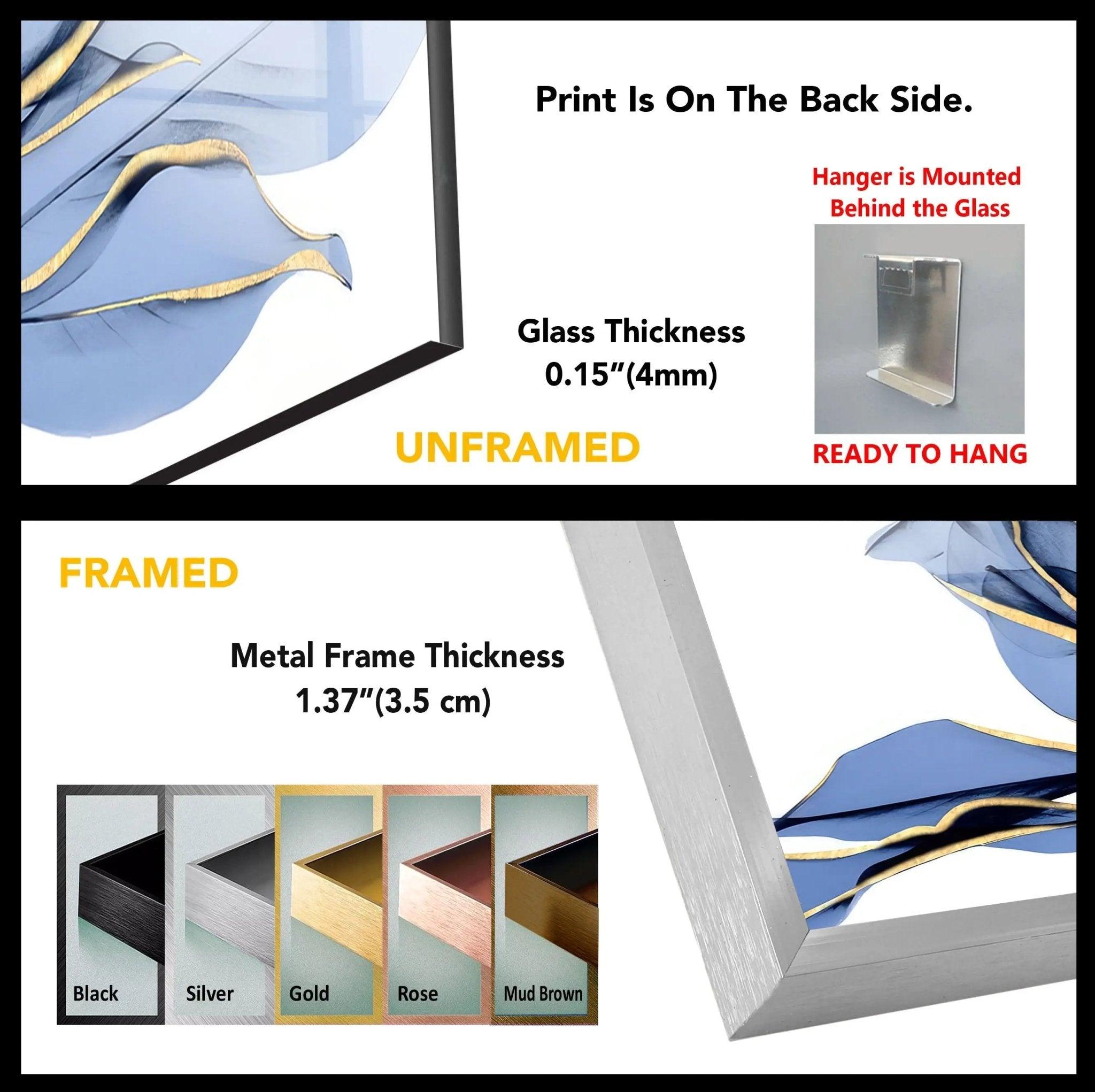 Albert Koetsier Midnight Magnolia 2-Piece Glass Wall Art Set - Elegant Floral Decor for Living Room, Bedroom & Office