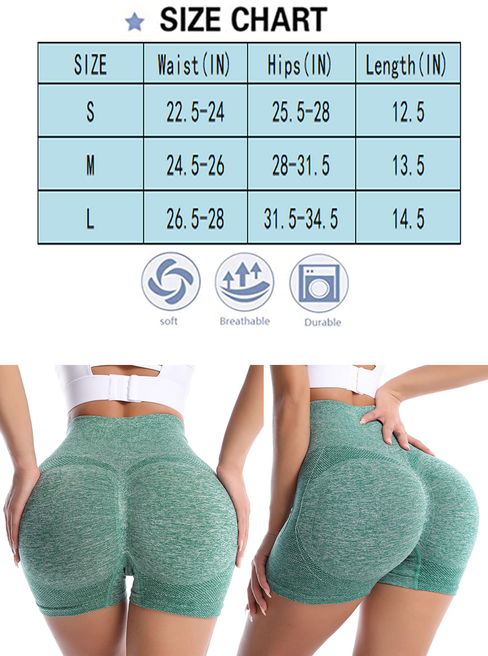 BemorRun Women's High Waisted Booty Lifting Workout Shorts - Tummy Control Scrunch Yoga Gym Athletic Shorts for Running, Squats & Fitness Training