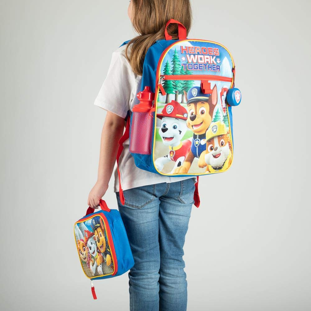 Paw Patrol Nickelodeon Backpack Set for Kids - Durable School Bag with Lunch Box & Water Bottle - Perfect for School, Travel & Daycare Adventures