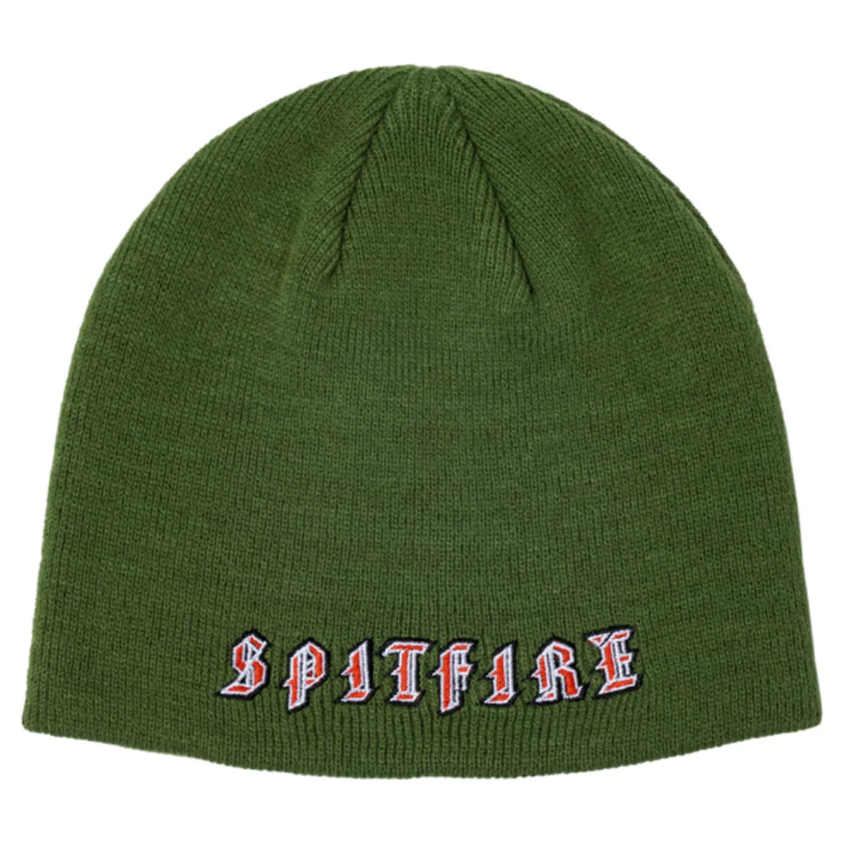 Spitfire Old E Beanie - Olive/Red Color Skull Cap for Men & Women - Winter Warm Knit Hat for Outdoor Activities, Snowboarding & Casual Wear