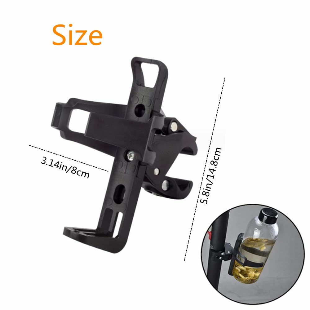 360° Adjustable Bicycle Water Bottle Cage Holder - Universal Bike Drink Holder for Cycling, Strollers & Walkers (Black) | Stay Hydrated During Rides, Jogging & Outdoor Activities