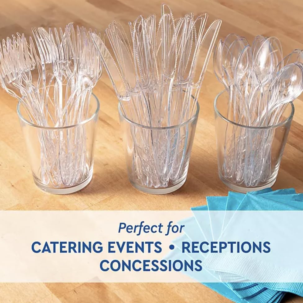 Premium Clear Plastic Cutlery Set - 360-Piece Combo Pack (120 Forks, 120 Spoons, 120 Knives) | Disposable Utensils for Parties, Catering, Picnics & Office Use | BPA-Free Durable Dinnerware for Home, Restaurants & Outdoor Events