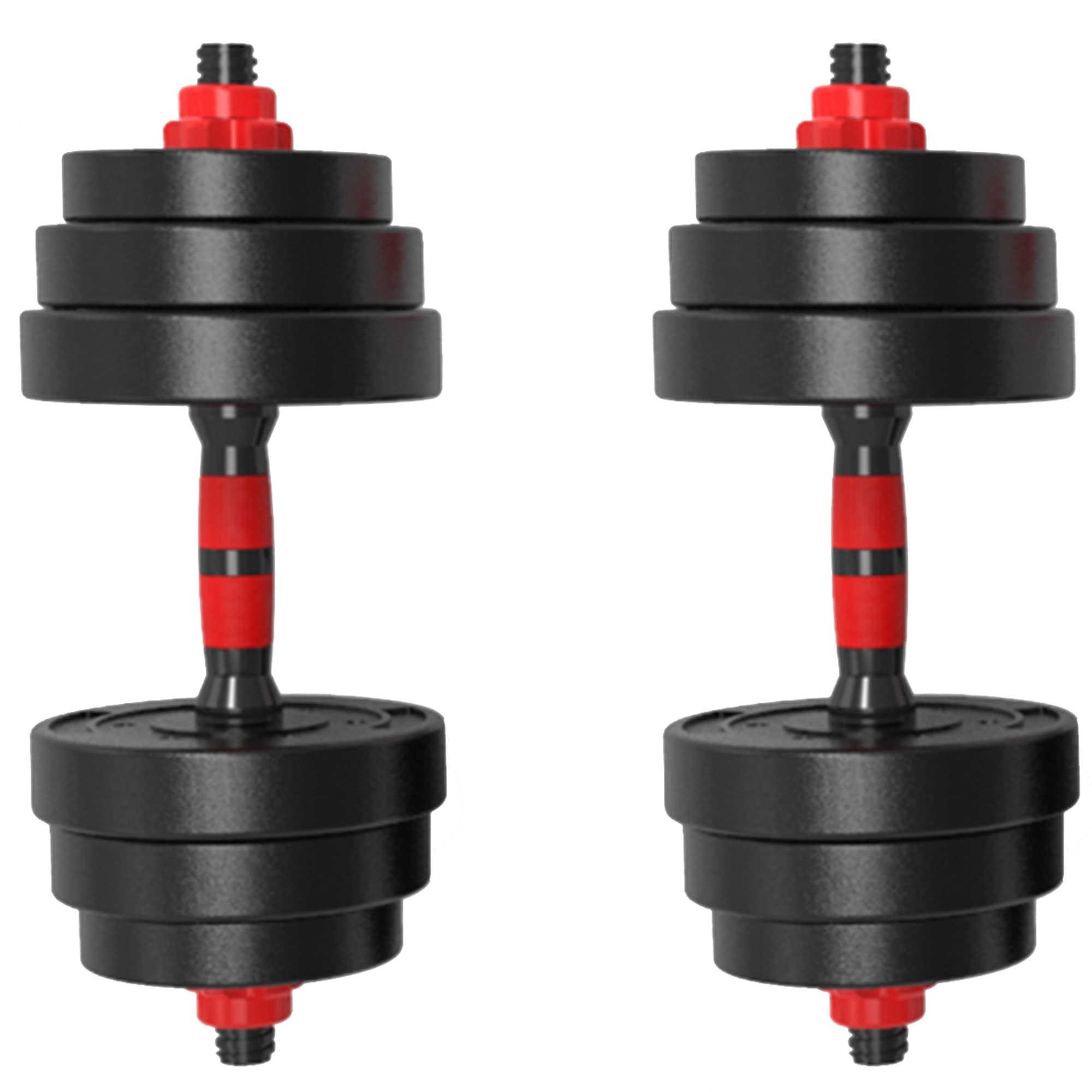 THCSY 44LBS Adjustable Dumbbells Set with Connecting Rod - Convertible to Barbell, Non-Slip Rubber Grip for Home Gym, Strength Training & Weightlifting - Perfect for Full-Body Workouts, Muscle Building & Home Fitness (10kg/22lbs)