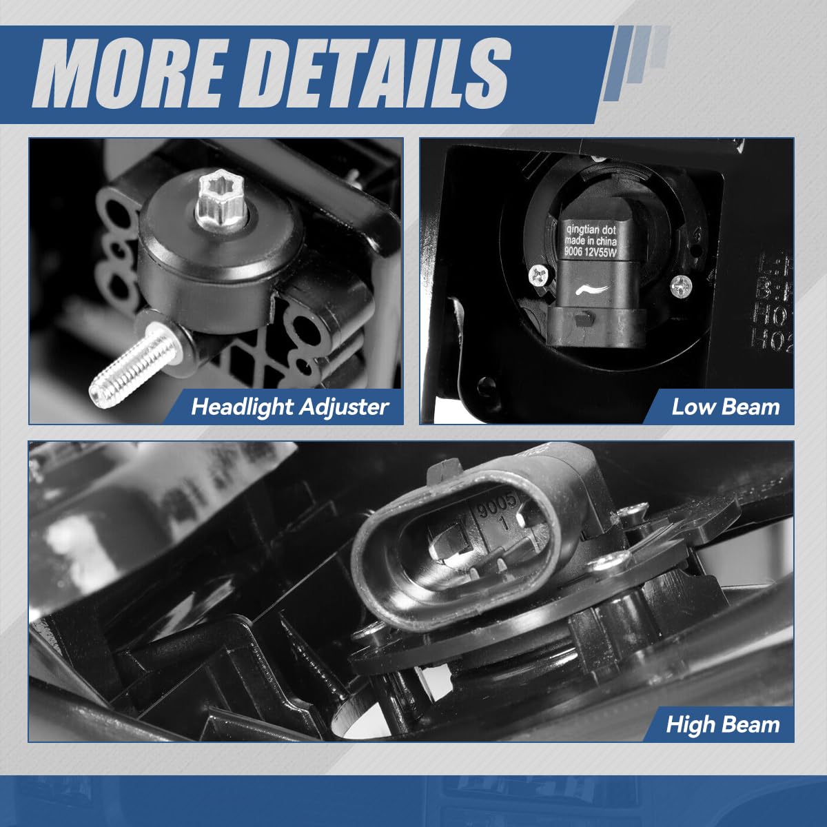 Auto Dynasty Headlights for 1994-1998 Chevy C10 Silverado - 8Pcs Halogen Kit with Smoked Lens - Perfect for Off-Road & Night Driving