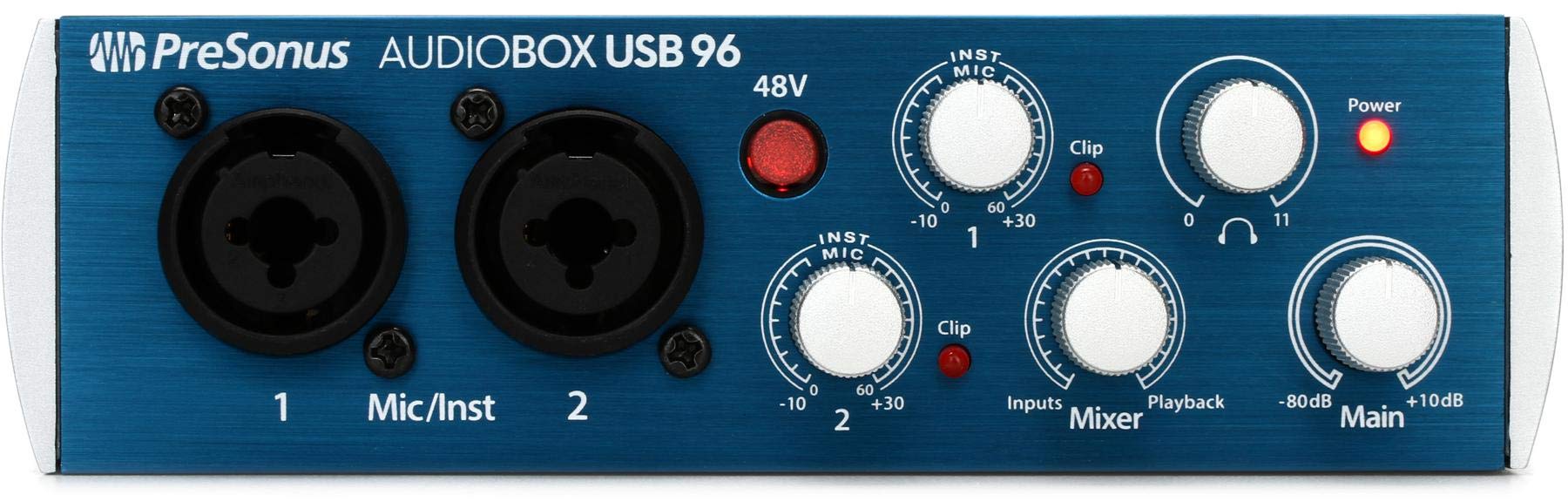 PreSonus Audiobox USB 96 - 2-Channel USB Audio Interface with Blue Finish & 2 Mic Preamps for PC/Mac - Perfect for Home Studio Recording, Podcasting & Music Production