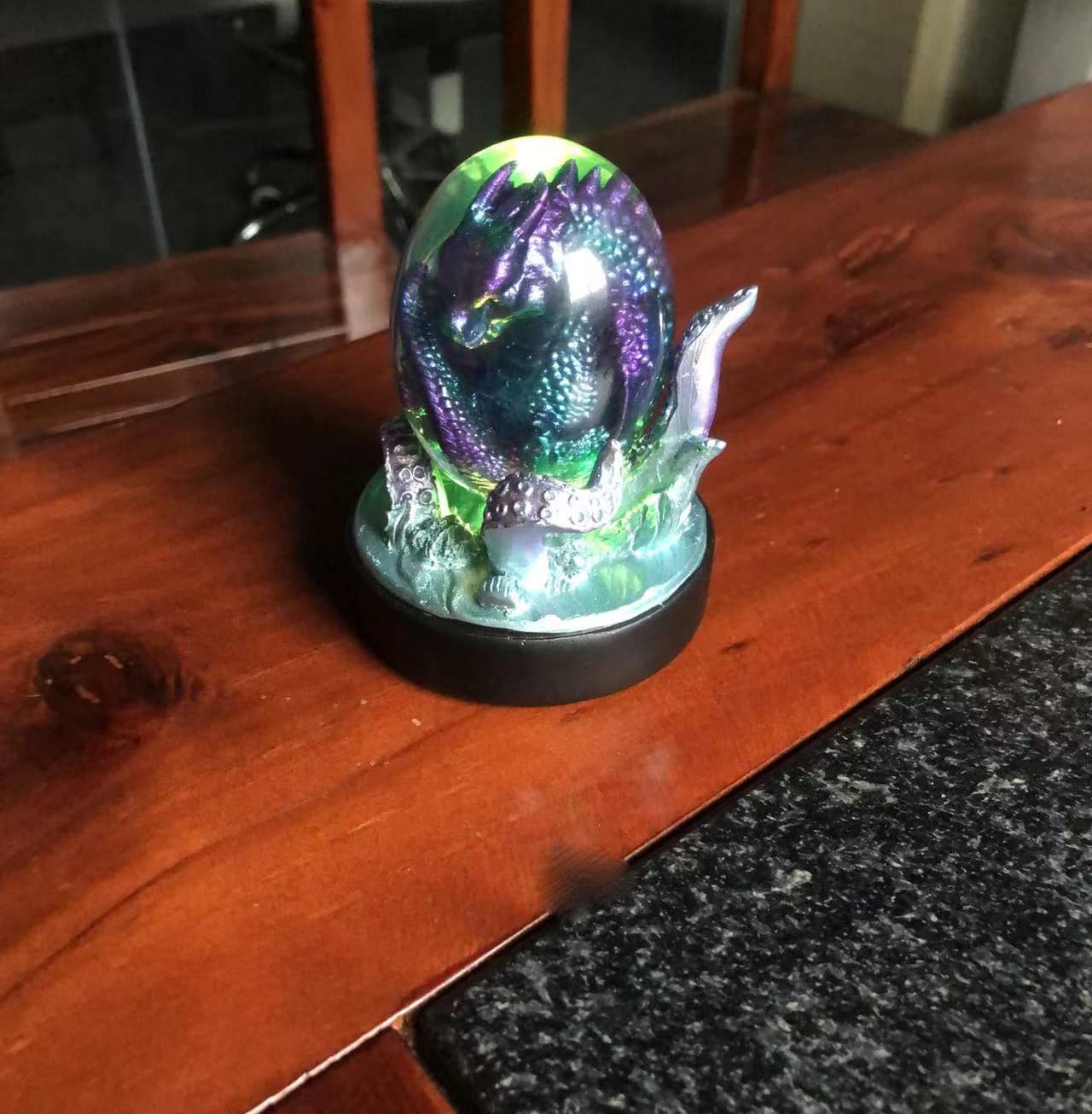 2022 New Luminous Green Dragon Egg with Octopus Holder - Transparent Epoxy Crystal Dragon Egg Statue, Glow in The Dark Desktop Decor for Fantasy Lovers, D&D Collectors & Home Office Display