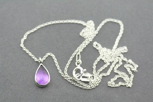 Natural Amethyst Teardrop Pendant Necklace in Sterling Silver | Elegant Jewelry for Women | Perfect for Gifts, Weddings & Special Occasions