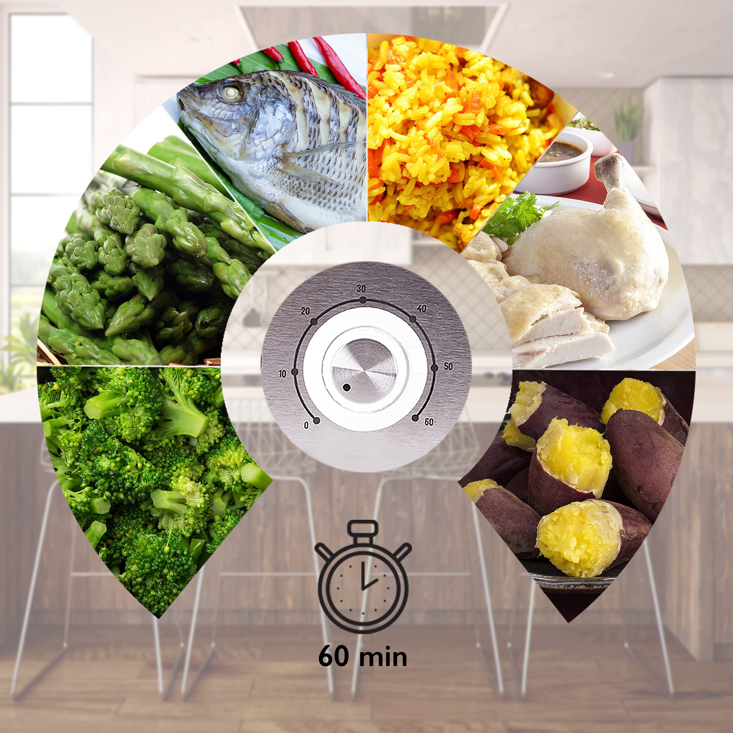 Duronic FS87 3-Tier Electric Food Steamer | 870W BPA-Free Rice & Vegetable Steamer with Timer | Perfect for Healthy Meals, Dumplings & Meal Prep