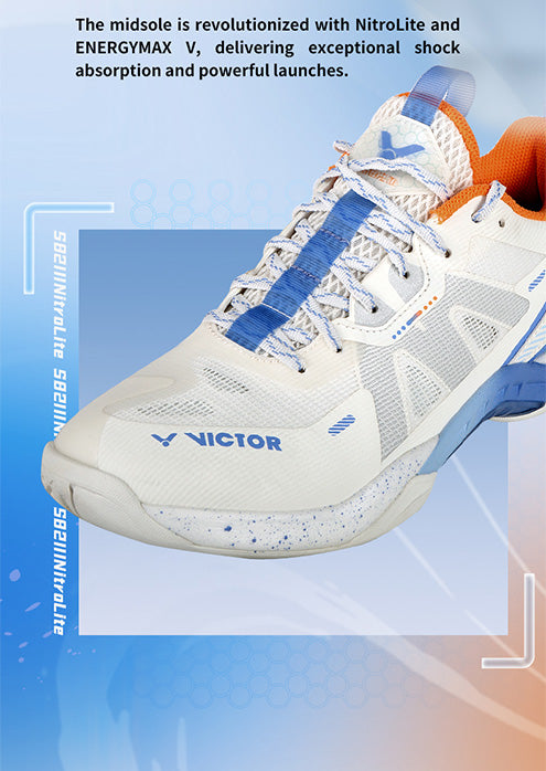 Victor S82III NitroLite Court Shoe - Lightweight Tennis Shoes for Men & Women [Lunar White] - Perfect for Indoor & Outdoor Court Sports