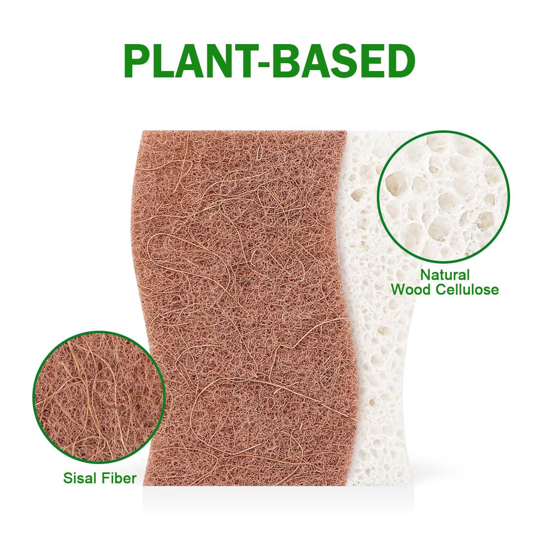 AIDEA Non-Scratch Scrub Sponges 6-Pack - Gentle Cellulose Sponges for Non-Stick Cookware, Dishes & Household Cleaning | Safe for Kitchen & Bathroom Use | Eco-Friendly Cleaning Sponges for Daily Chores