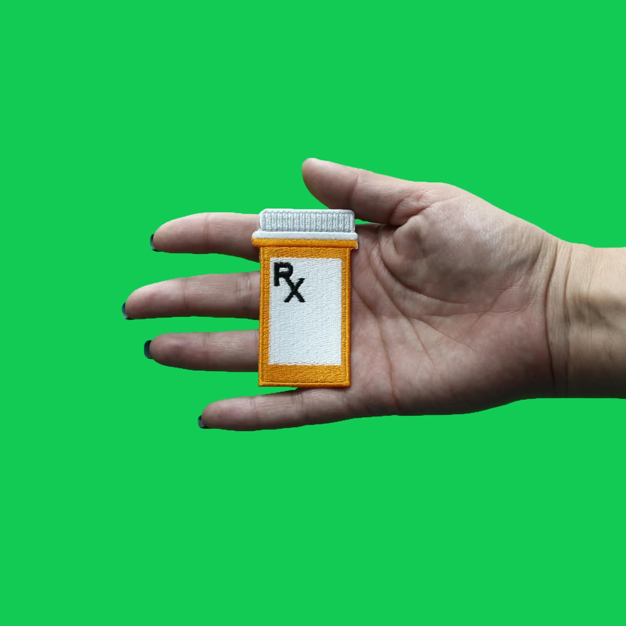 RX Pharmaceutical Prescription Bottle Patch - Embroidered Iron-On Medication Label for Health & Safety | Perfect for First Aid Kits, Nurse Uniforms, and Medical Bags