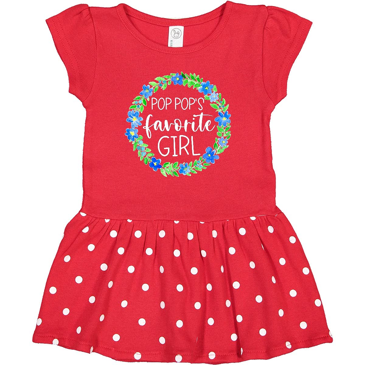 Inktastic Pop Pop's Favorite Girl Blue Floral Wreath Baby Dress - Perfect for Family Photos, Birthday Parties & Special Occasions