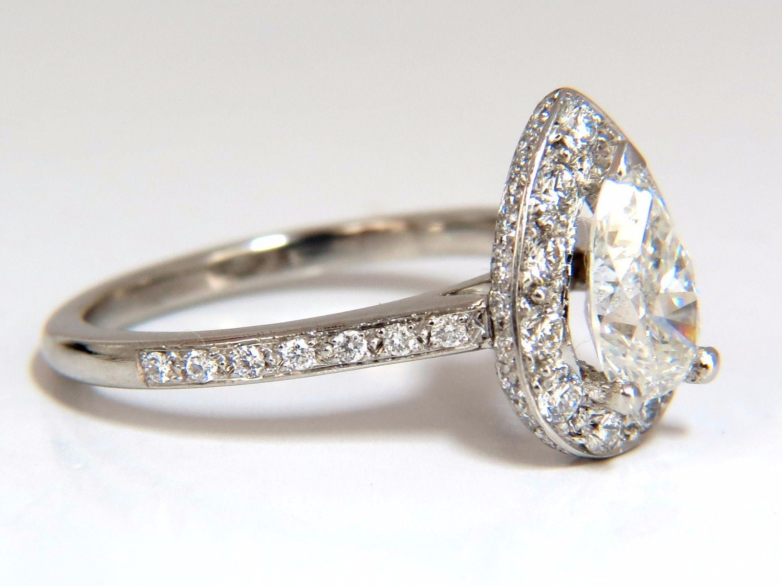 GIA Certified 1.15ct Pear Shape Diamond Engagement Ring with 1.00ct Round Accents in Platinum - Perfect for Wedding, Proposal & Anniversary Gifts