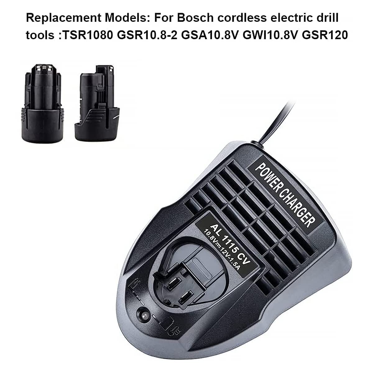 Powilling BC330 12V Replacement Battery Charger for Bosch 12V Lithium-Ion Batteries - Fast Charging, Compatible with Bosch 12V Power Tools, Ideal for Drills, Saws, and DIY Projects