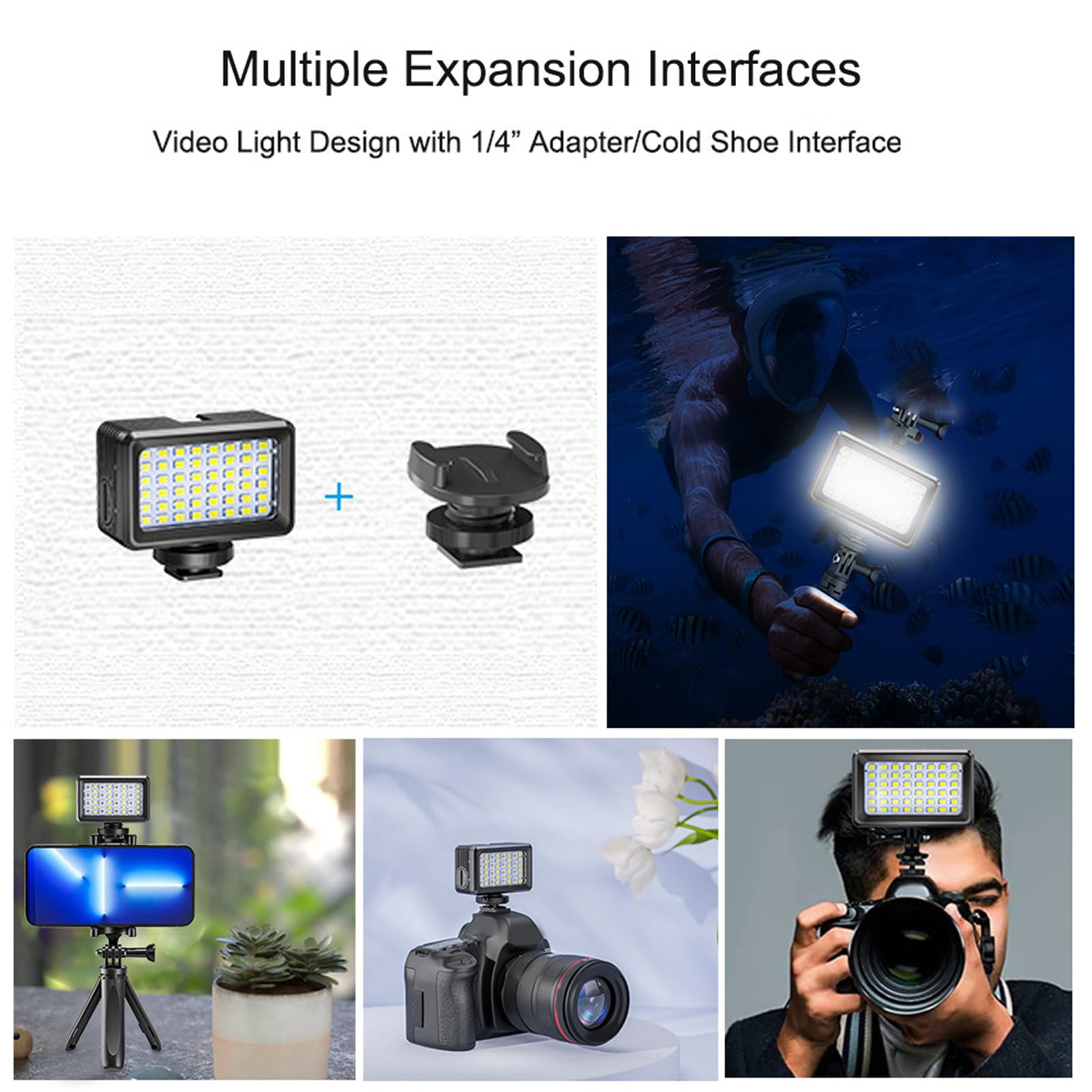 40m RGB Video Light with 3 Lighting Modes | 40 LED Beads 2500-9000K Adjustable | Portable Camera Light for Live Streaming, Photography & Diving | Perfect for YouTube, TikTok & Underwater Videography