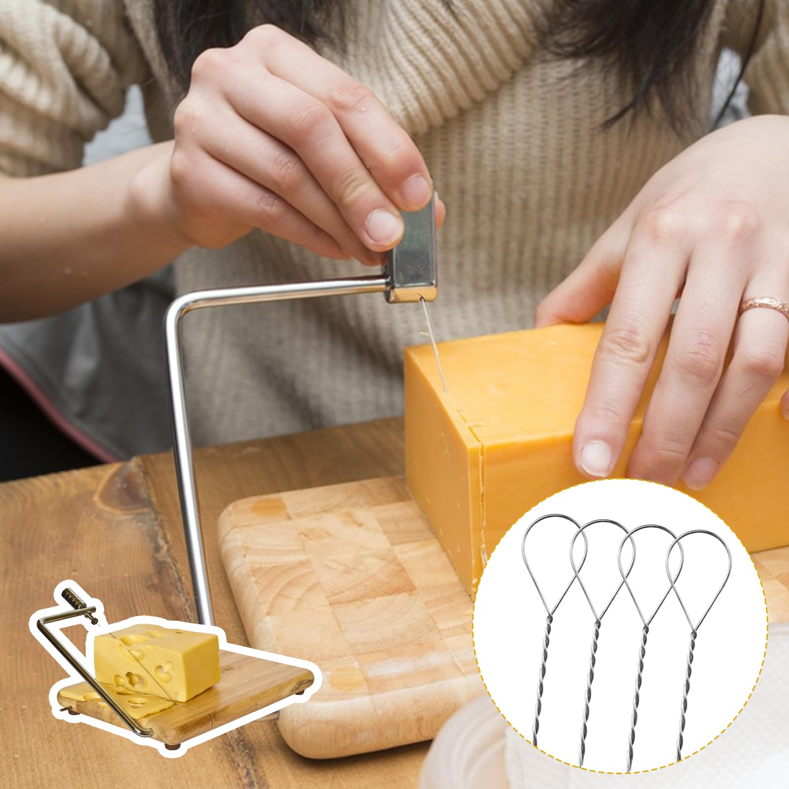 12-Pack Stainless Steel Cheese Slicer Wires - 5.7 Inch Replacement Cheese Cutter Wires for Block Cheese, Marble Cheese & Butter - Perfect for Kitchen, Deli, Catering & Cheese Platter Preparation