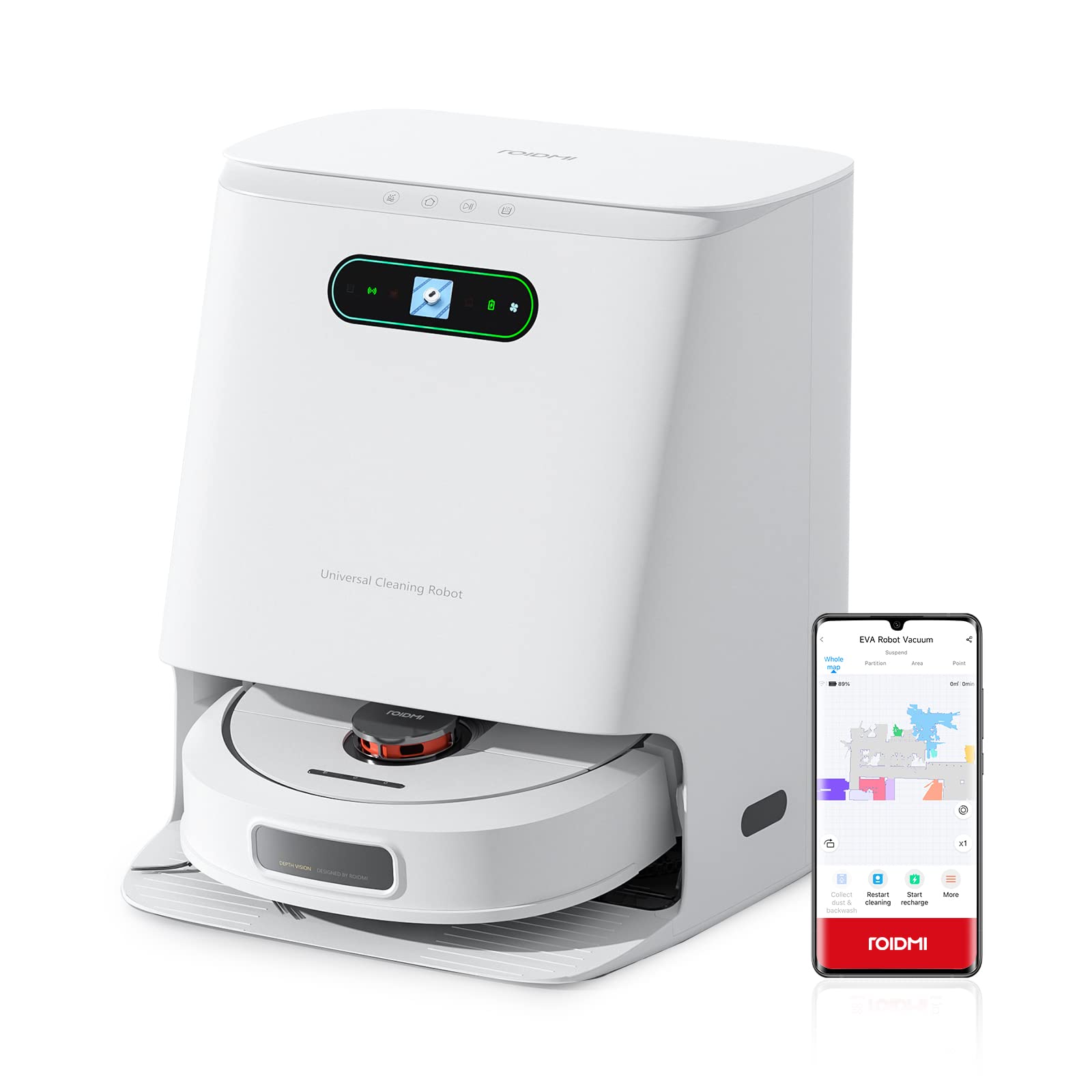 Roidmi EVA Robot Vacuum & Mop with Self-Emptying Station - Pet Hair, Carpet Cleaner for Home