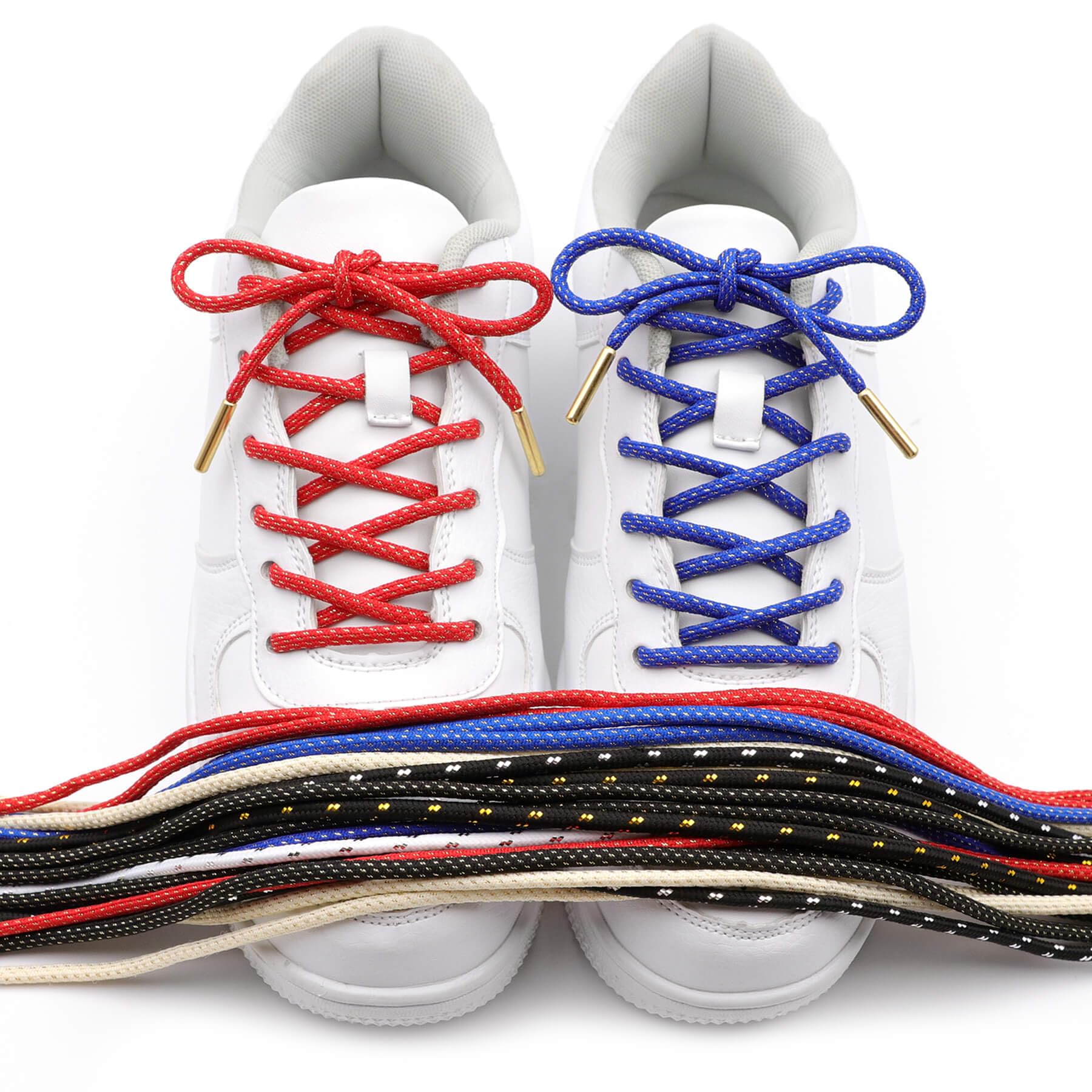 Premium Metallic Gold Silk Shoelaces for Basketball Shoes - Round Braided Laces with Durable Metal Tips - Perfect for Sports, Fashion & Sneaker Customization