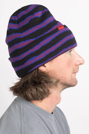 2025 Trendy Corduroy Ripped Stripe Beanie Hat for Men & Women - Black Winter Skull Cap for Outdoor Activities & Street Fashion