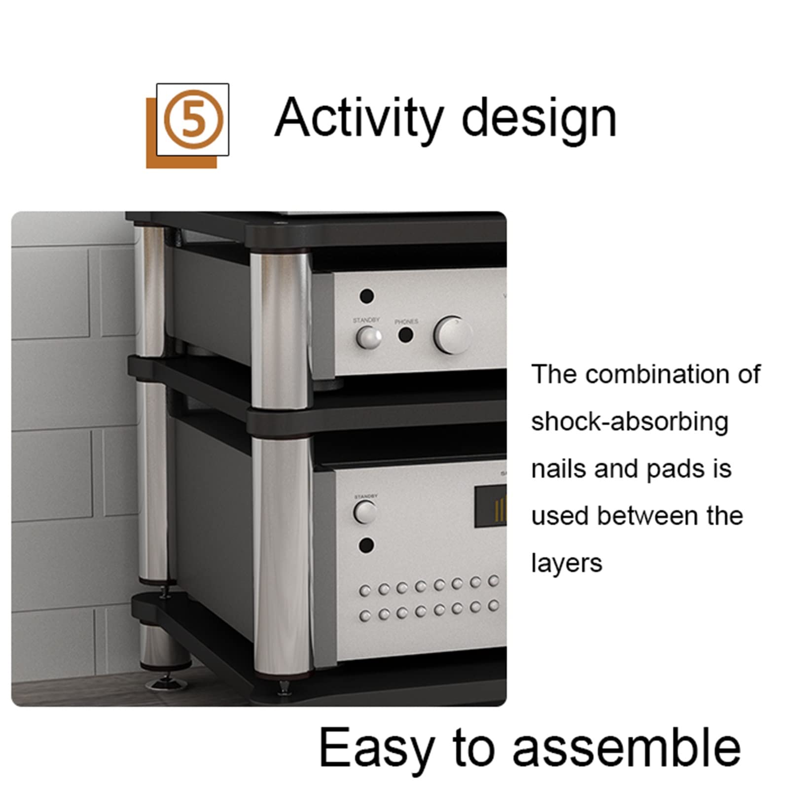 4 Tier Audio Shelf - Sturdy Media Stand & Component Cabinet for HiFi Systems - Perfect for Home Theater, Vinyl Records & Audio Equipment Storage