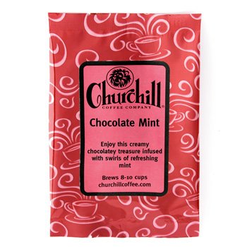 Churchill Coffee Chocolate Mint Flavored Ground Coffee - 10 Portioned Packs (1.5 oz Each) - Perfect for Office, Home Brewing & Gift Giving