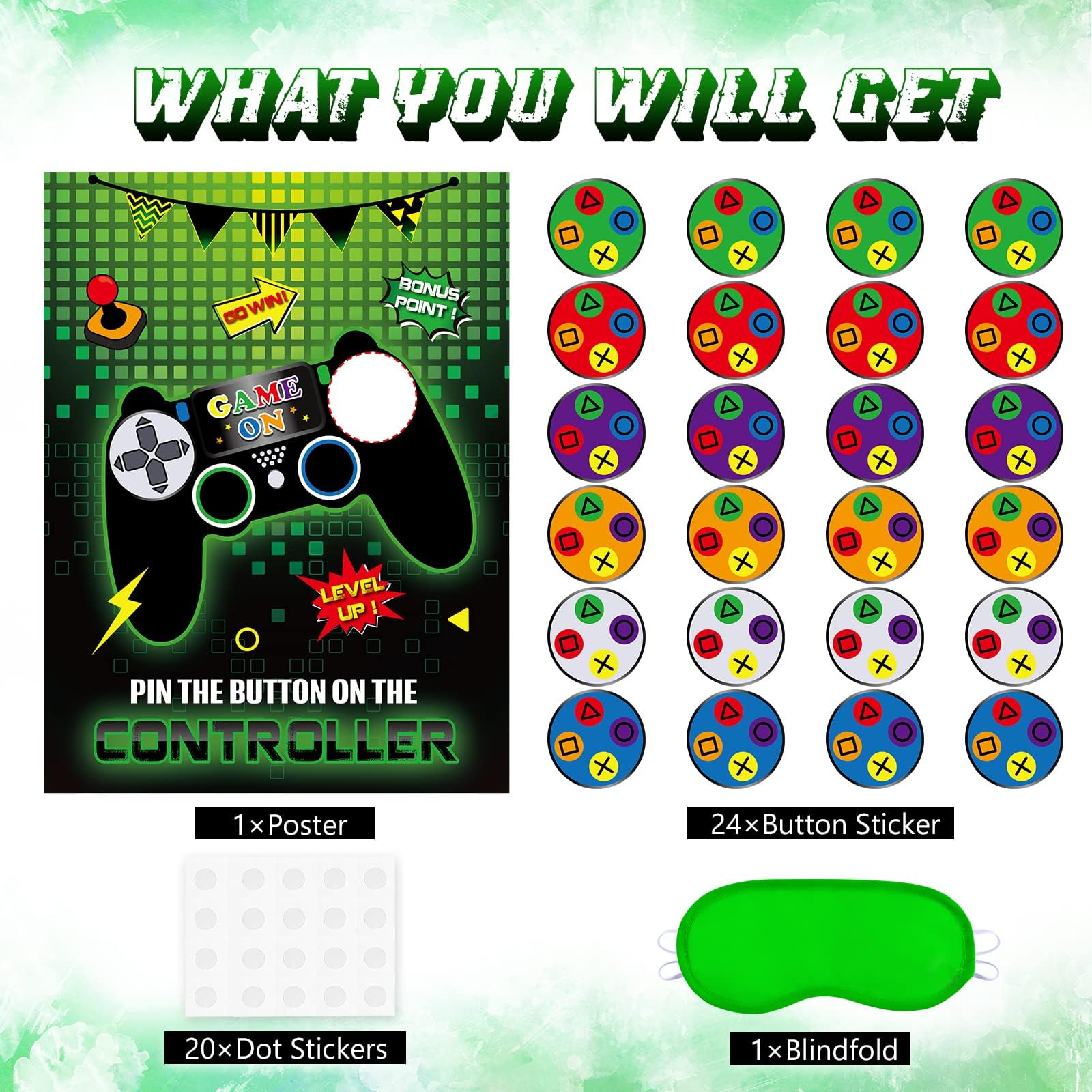 WERNNSAI Pin The Button Video Game Party Game - 21