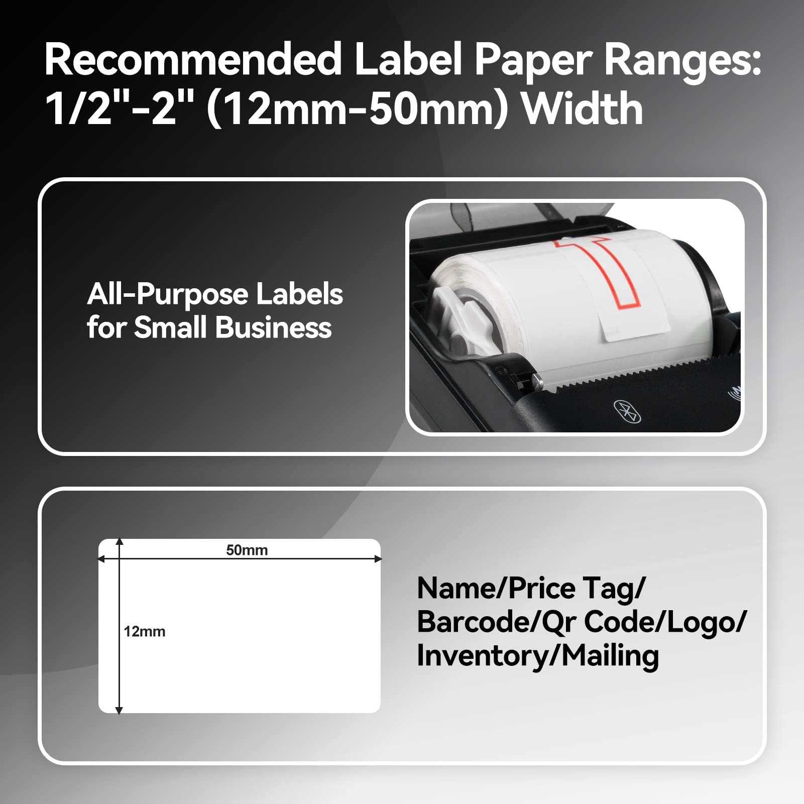Portable Bluetooth Label Printer Q21 - Wireless Barcode Label Maker with Tape for Small Business & Office, Compatible with Android & iOS, USB Rechargeable | Perfect for Organizing, Inventory & Shipping Labels