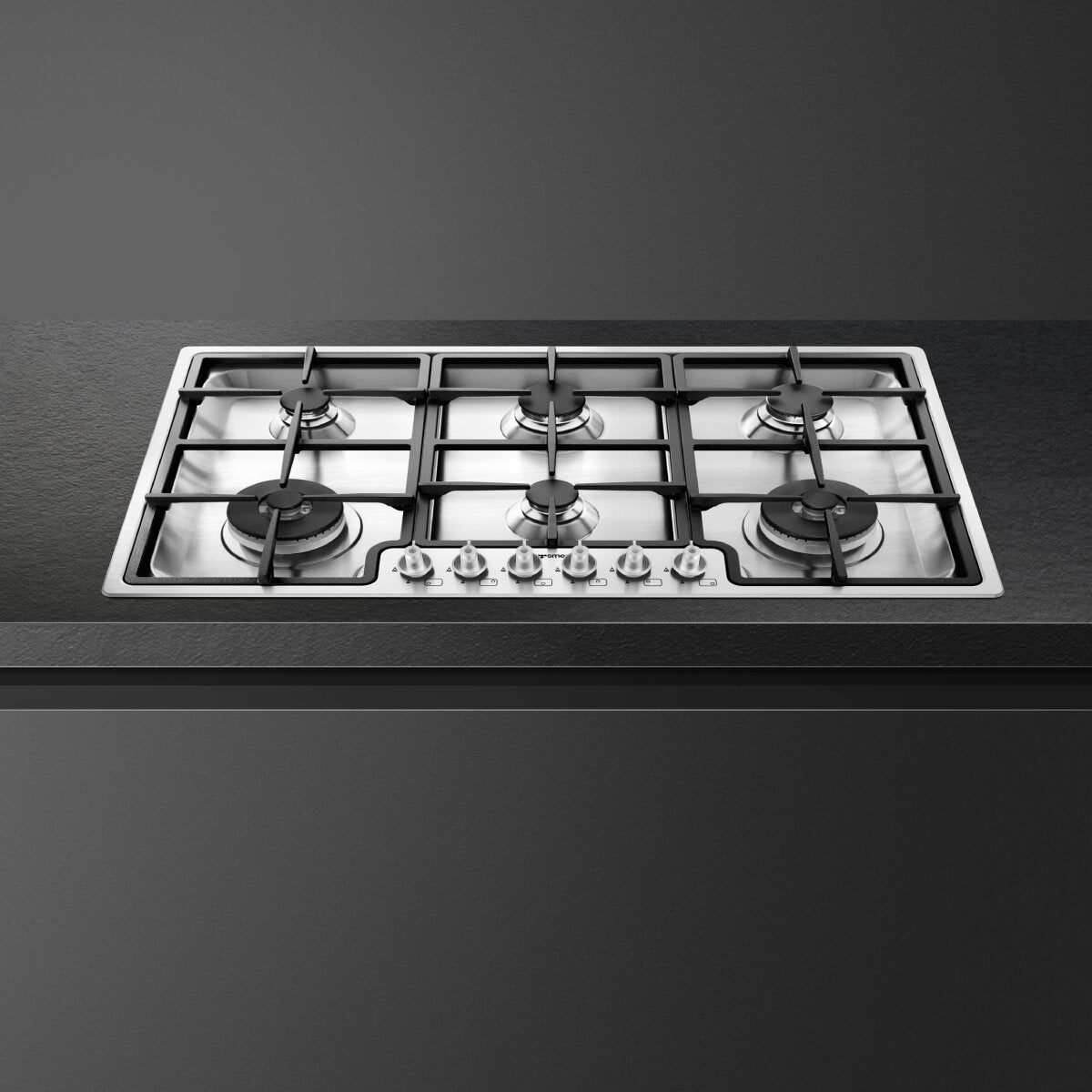 Smeg 90cm Classic 6 Burner Stainless Steel Gas Cooktop PGA962 - Premium Kitchen Appliance for Modern Home Cooking & Entertaining