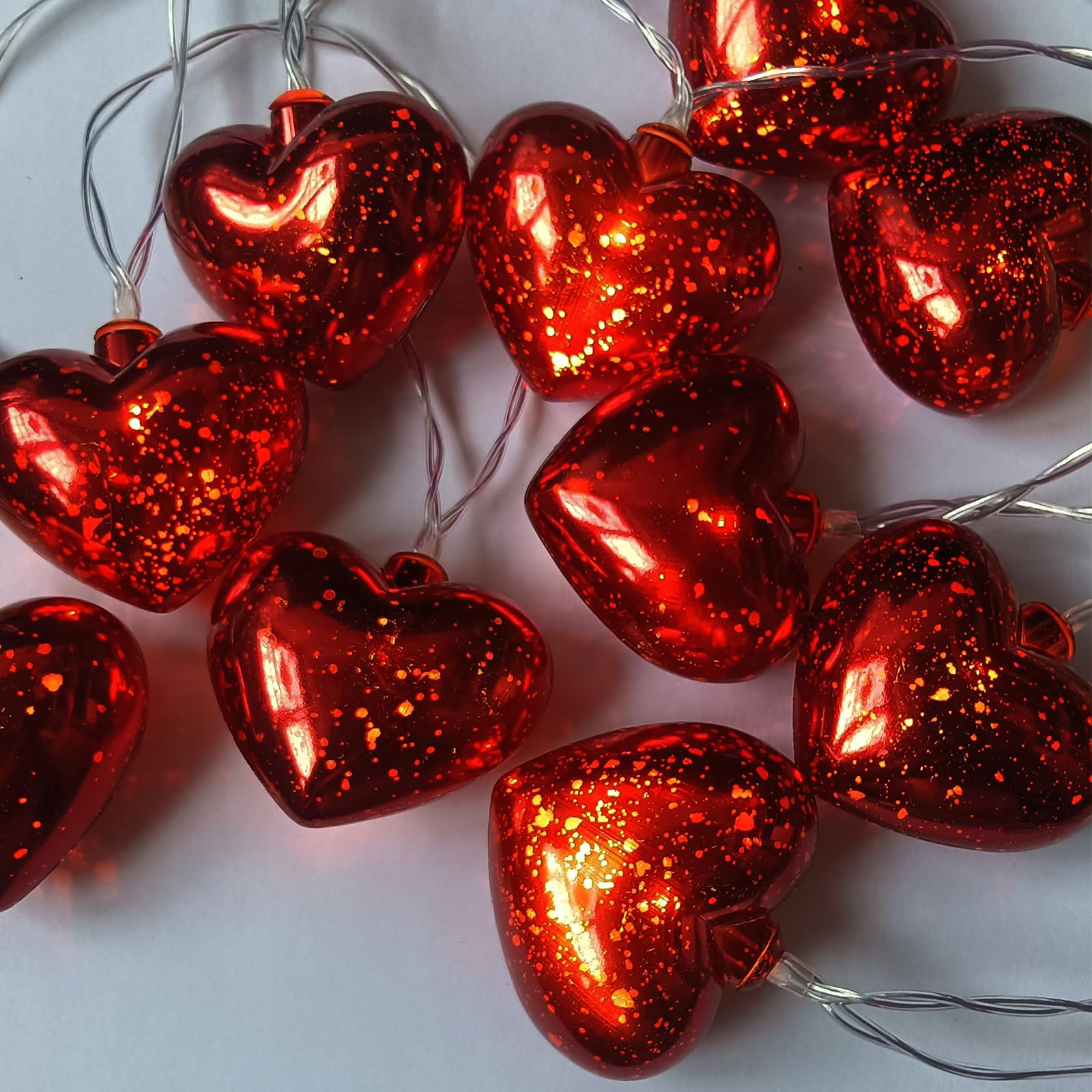10 LED Valentine Heart String Lights - 6.8Ft Battery Powered with Remote Timer | Romantic Decor for Wedding, Christmas, Bedroom & Valentine's Day | Perfect for Indoor Lighting, Party Decorations & Romantic Ambiance
