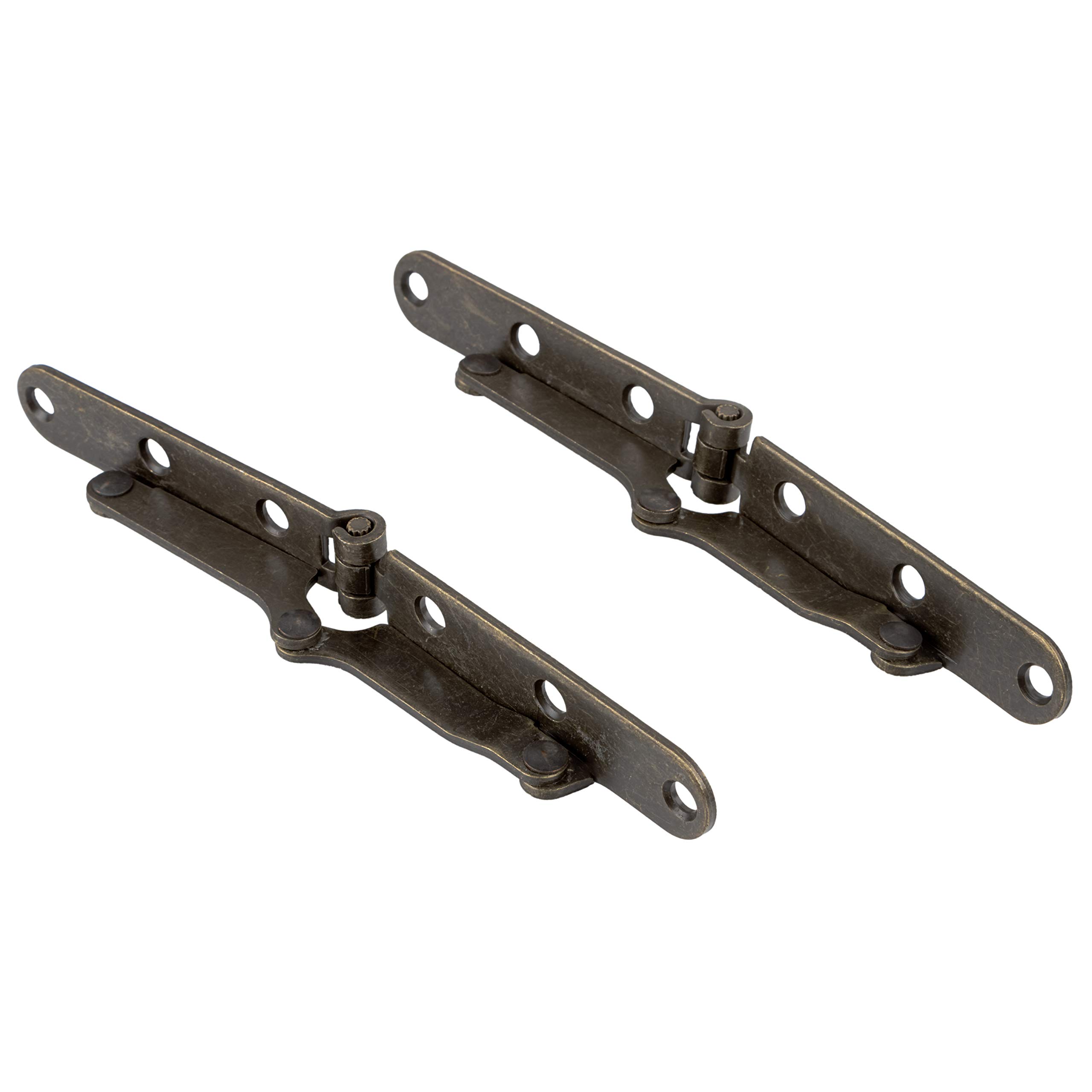 Antique Brass Plated Drop Front Desk Hinge - Pack of 2 - 180 Degree Opening - Slant Top Desk Lid Hinges (UA-250-HAB) - Perfect for Vintage Writing Desks, Secretary Desks & Home Office Furniture Restoration