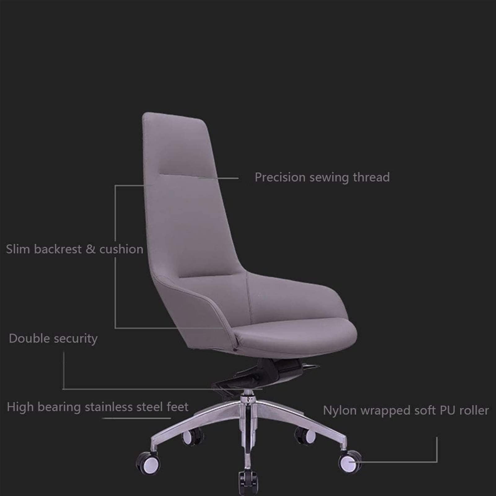 Ergonomic Office Chair - Adjustable Height Swivel Computer Desk Chair with PU Leather Seat & Lifting Mechanism - Perfect for Home Office, Gaming & Workstations (Color: Dark Gray)