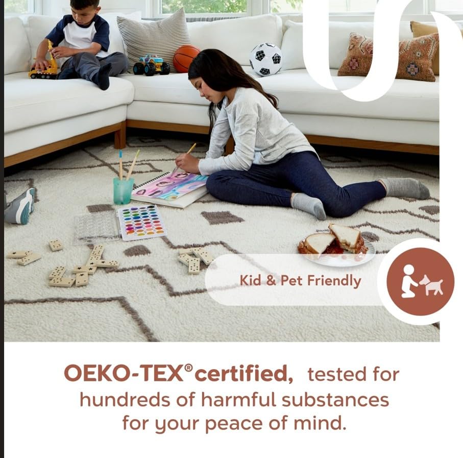 nuLOOM 5' x 8' Machine Washable Jute Area Rug - Non-Slip SuperiorWash Rug for Living Room, Bedroom, Nursery & Kids Room - Billy Ivory - Perfect for Cozy Home Decor & High Traffic Areas