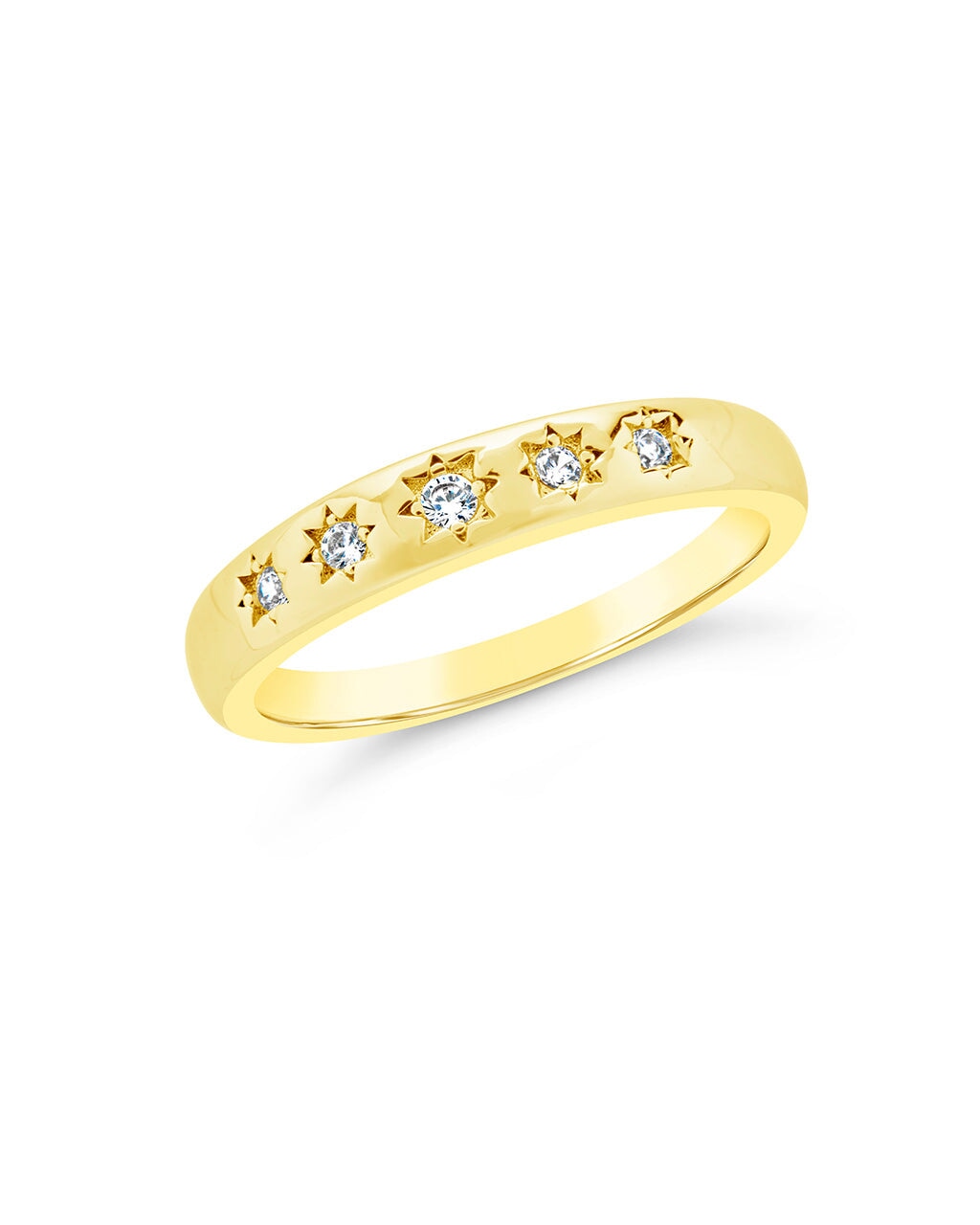 Lennon CZ Burst Band Ring - Elegant Cubic Zirconia Fashion Jewelry for Women, Perfect for Parties, Weddings & Everyday Wear