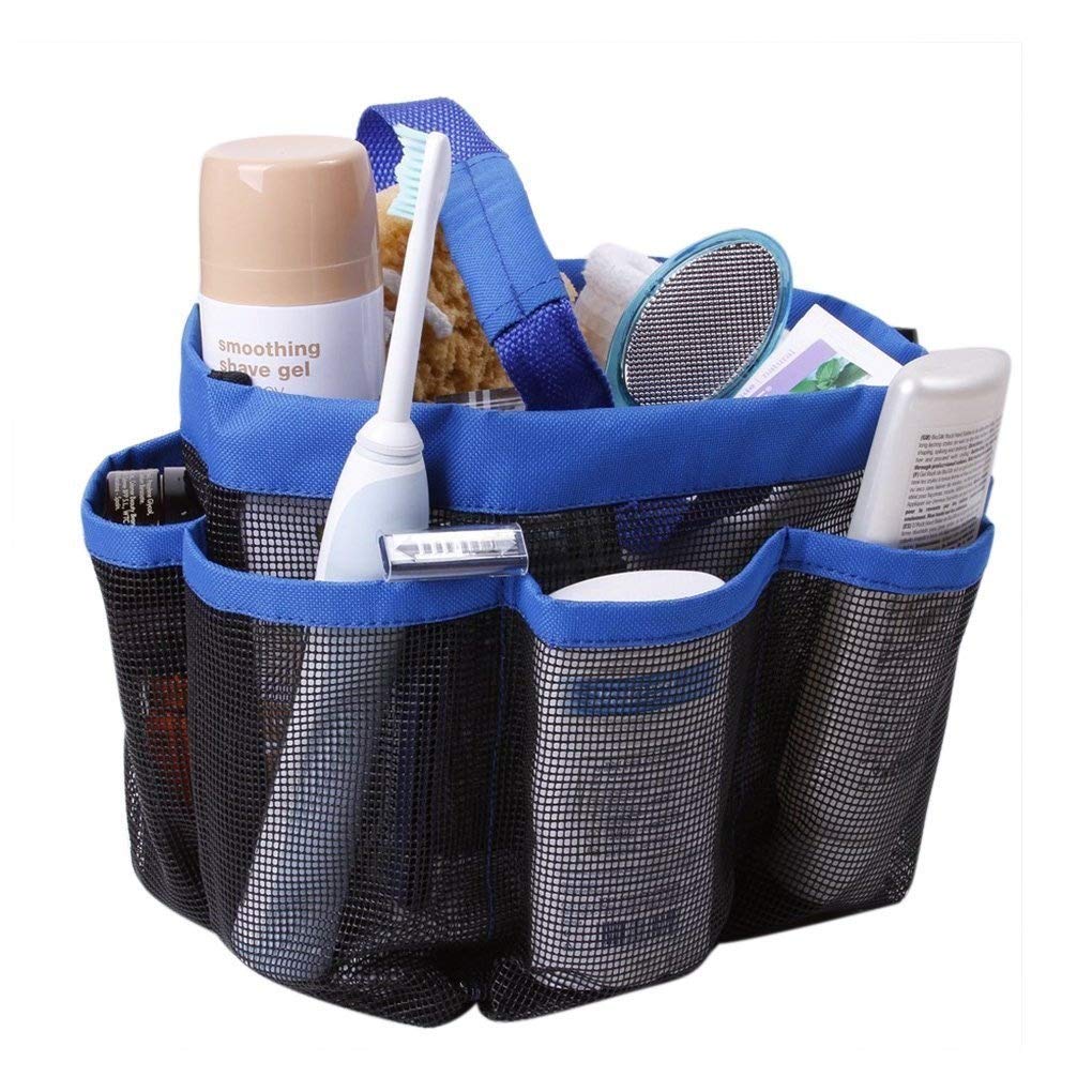 Quick Drying Mesh Shower Caddy Organizer - 8 Pocket Hanging Toiletry Bag for Travel, Gym & Dorm - Waterproof Cosmetic & Makeup Storage Pouch with Handles - Perfect for Bathroom, Shampoo & Washing Essentials Organization