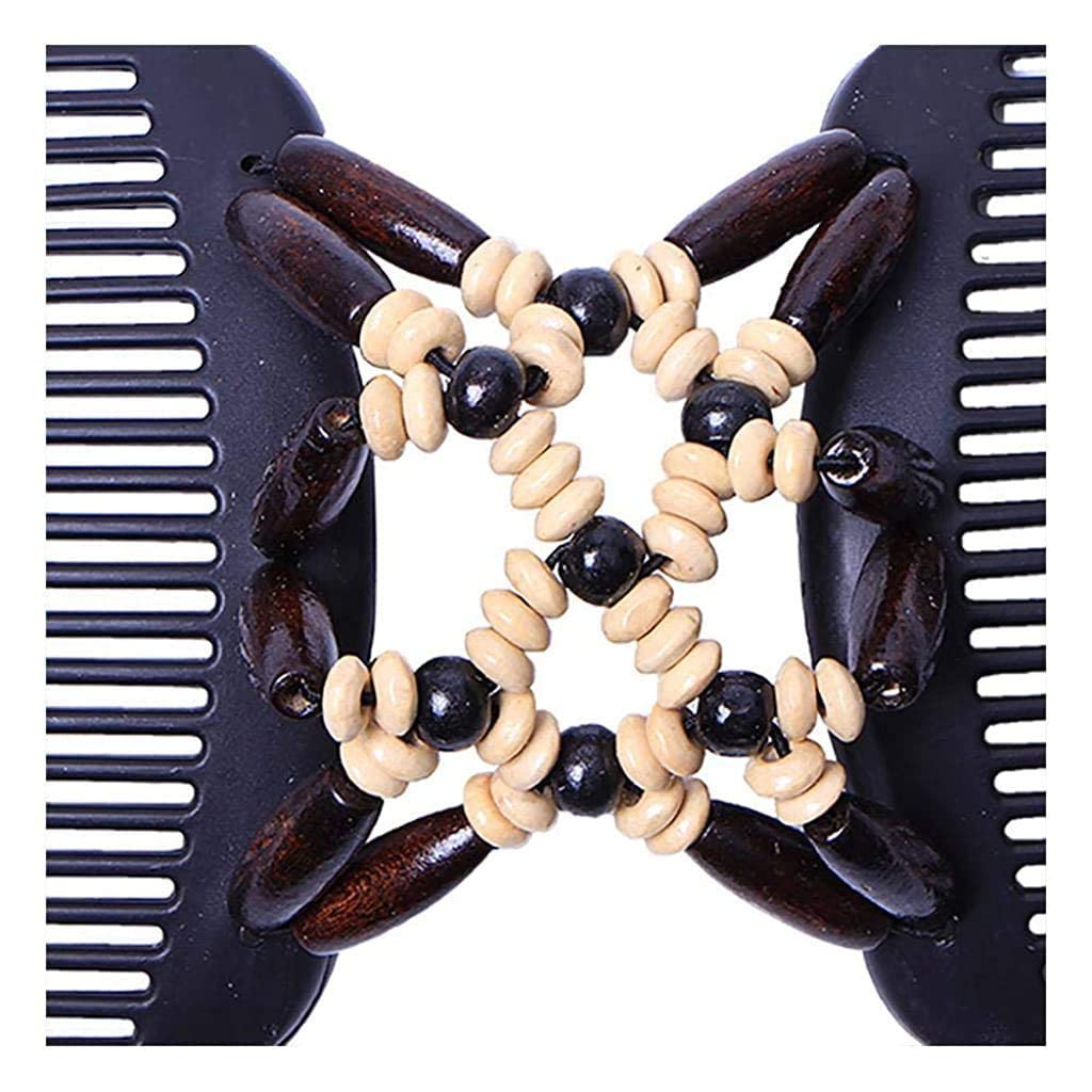 RK RETAILER Magic Double Row Wooden Butterfly Stretchy Hair Clips - Large Hair Clutches for Women (Brown) | Perfect for Weddings, Parties & Everyday Hairstyles