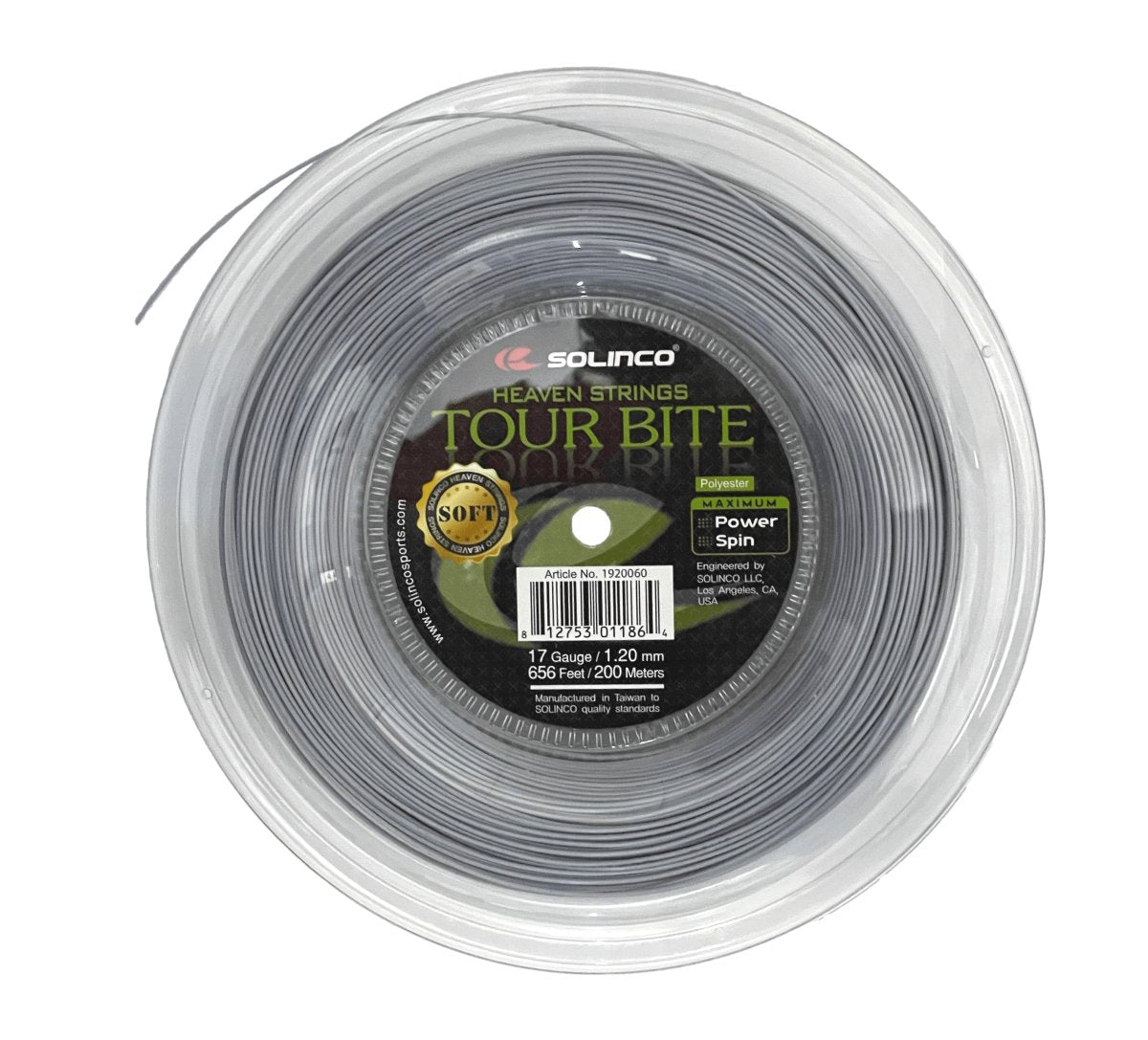 Solinco Tour Bite SOFT 17 Tennis String Reel 656' - Premium Polyester String for Spin & Control - Perfect for Competitive Play & Tournament Matches