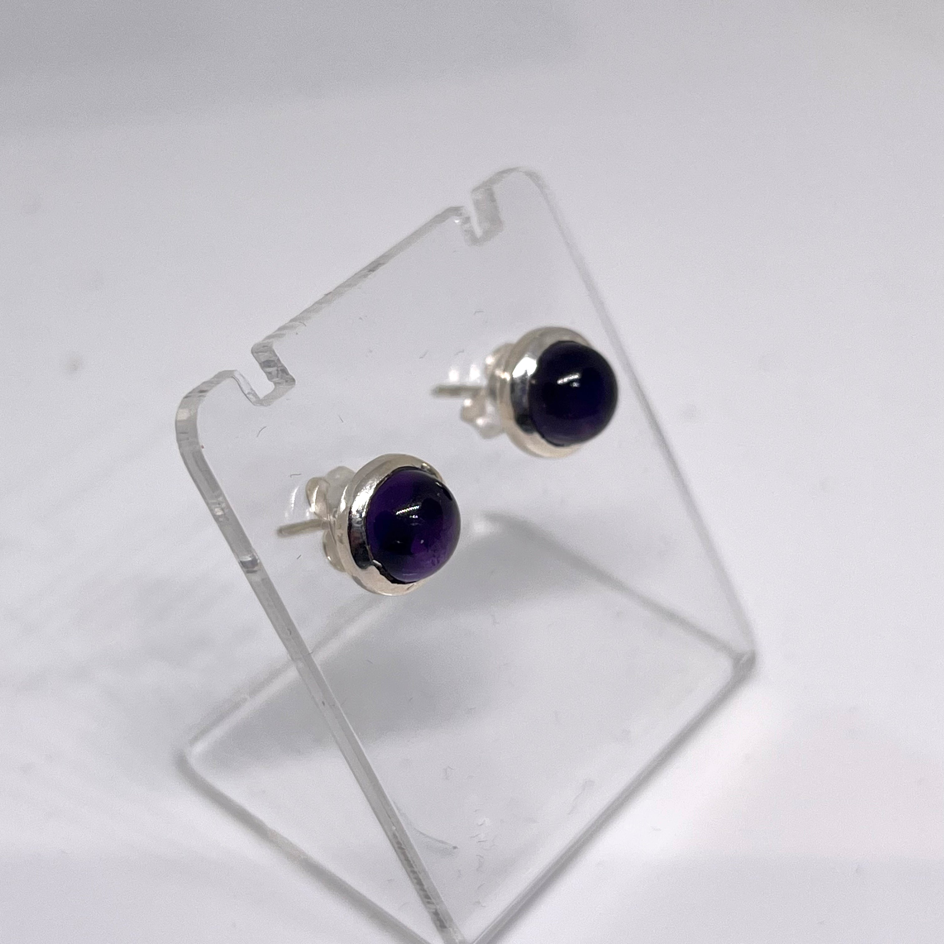 6.5mm Round Cabochon Bezel Set Stud Earrings - PSE018 - Perfect for Everyday Wear, Gift Giving & Special Occasions