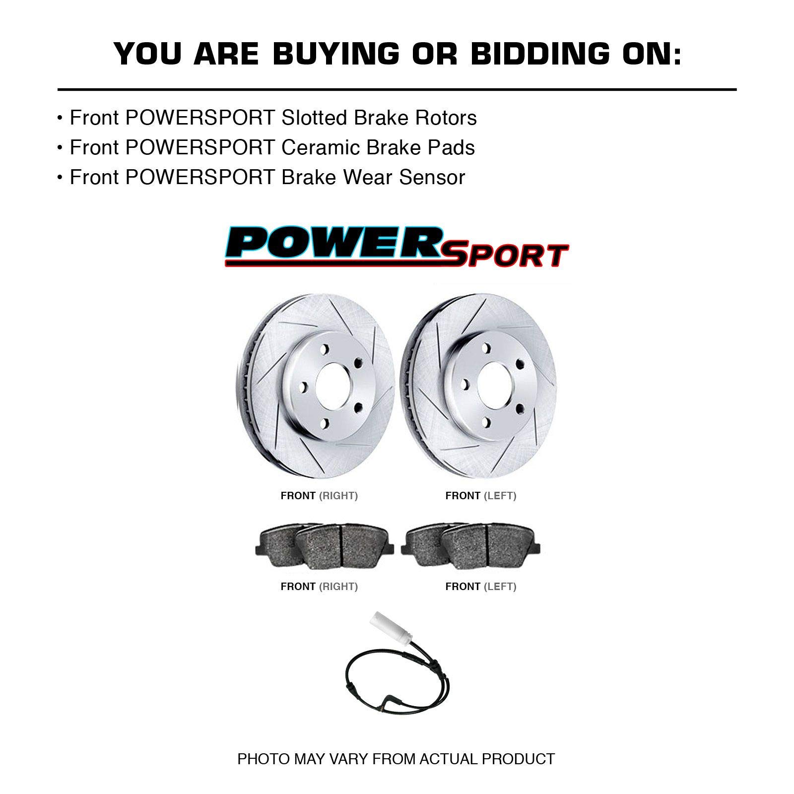PowerSport Front Brake Pads and Rotors Kit - Ceramic Brake System for 2009-2010 Mini Cooper | High-Performance Braking for City Driving & Daily Commutes
