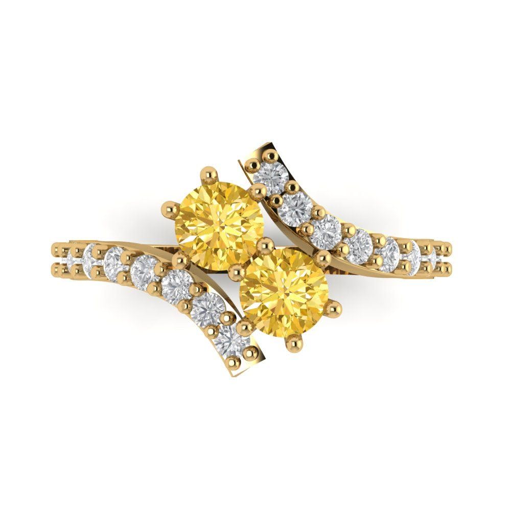 1.98ct Round Cut Yellow Simulated Diamond Ring - 14k Gold for Engagement & Anniversary