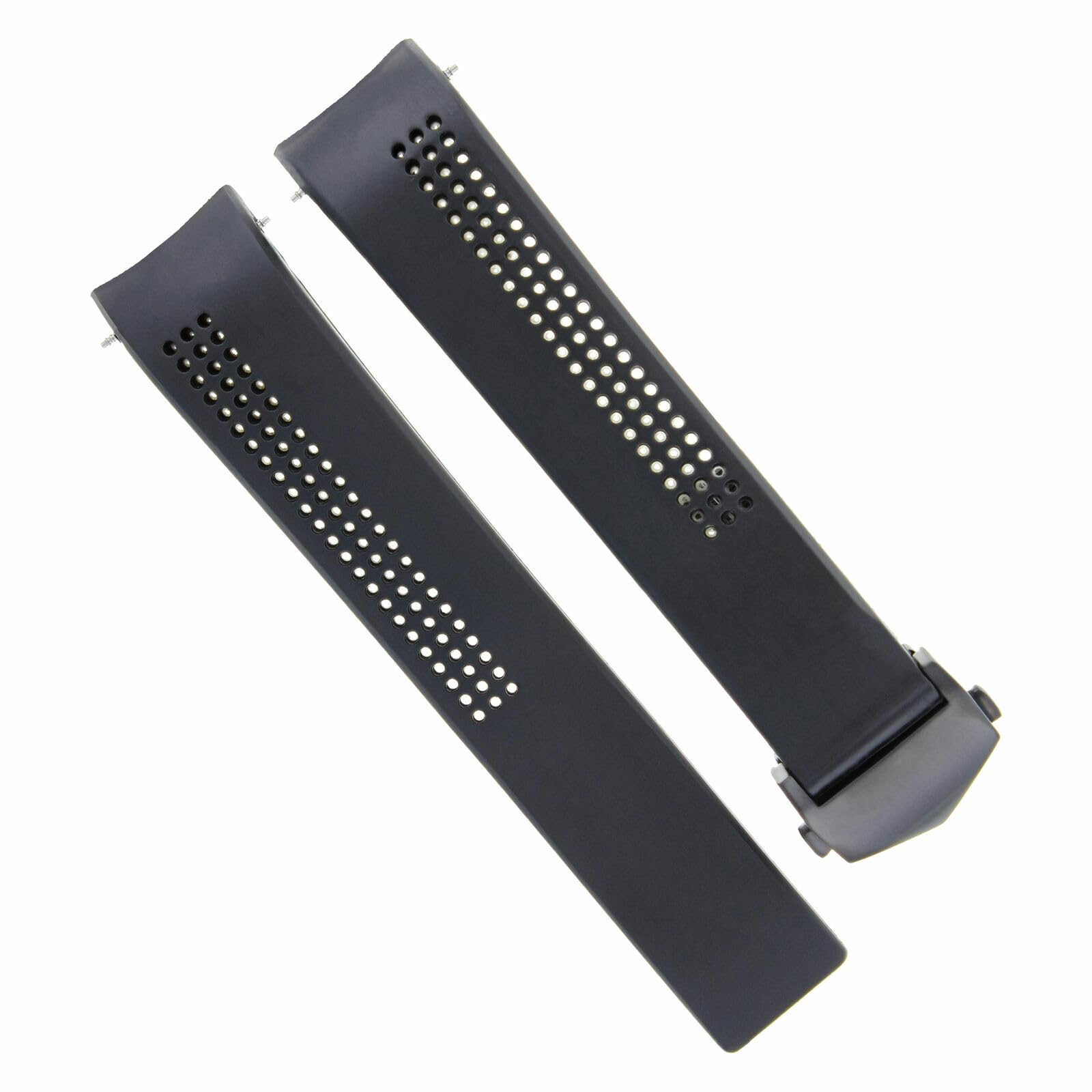 22mm Rubber Watch Band Strap for Tag Heuer Carrera & Aquaracer - Durable Black Replacement Strap with Secure Clasp | Perfect for Swimming, Sports & Everyday Wear