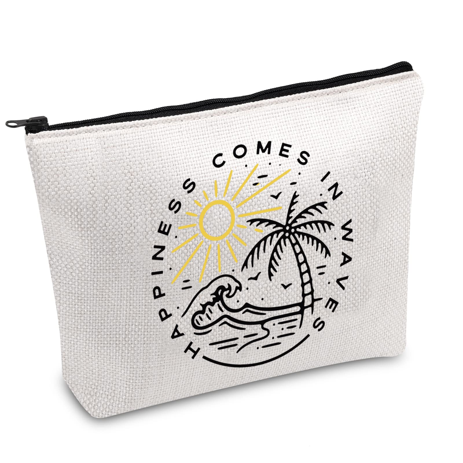 PWHAOO Summer Ocean Zipper Pouch - Waterproof Cosmetic Bag for Beach Vacation & Travel