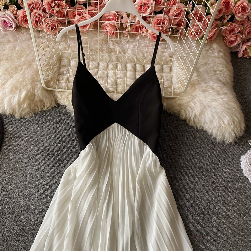 Elegant Spaghetti Strap Backless Pleated Swing Dress for Women - Fairy-Inspired Flowy Midi Dress for Parties, Weddings & Date Nights (Style 862)