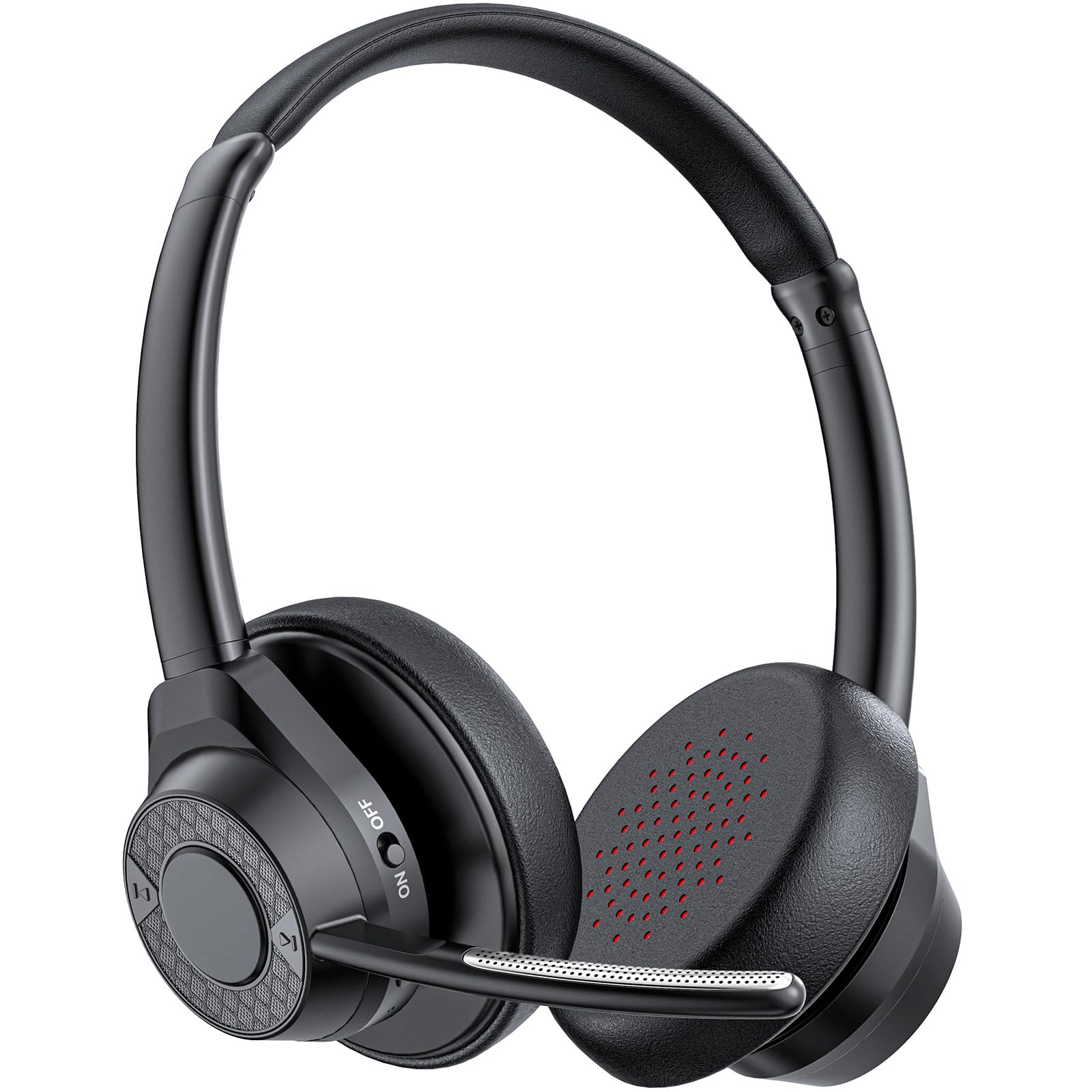 Wireless Bluetooth 5.4 Headphones with Microphone - Noise Cancelling Over-Ear Headset with Multipoint Connectivity for Office, Call Center, Zoom Meetings & Remote Work (Black) - Perfect for Business Professionals & Home Office Use