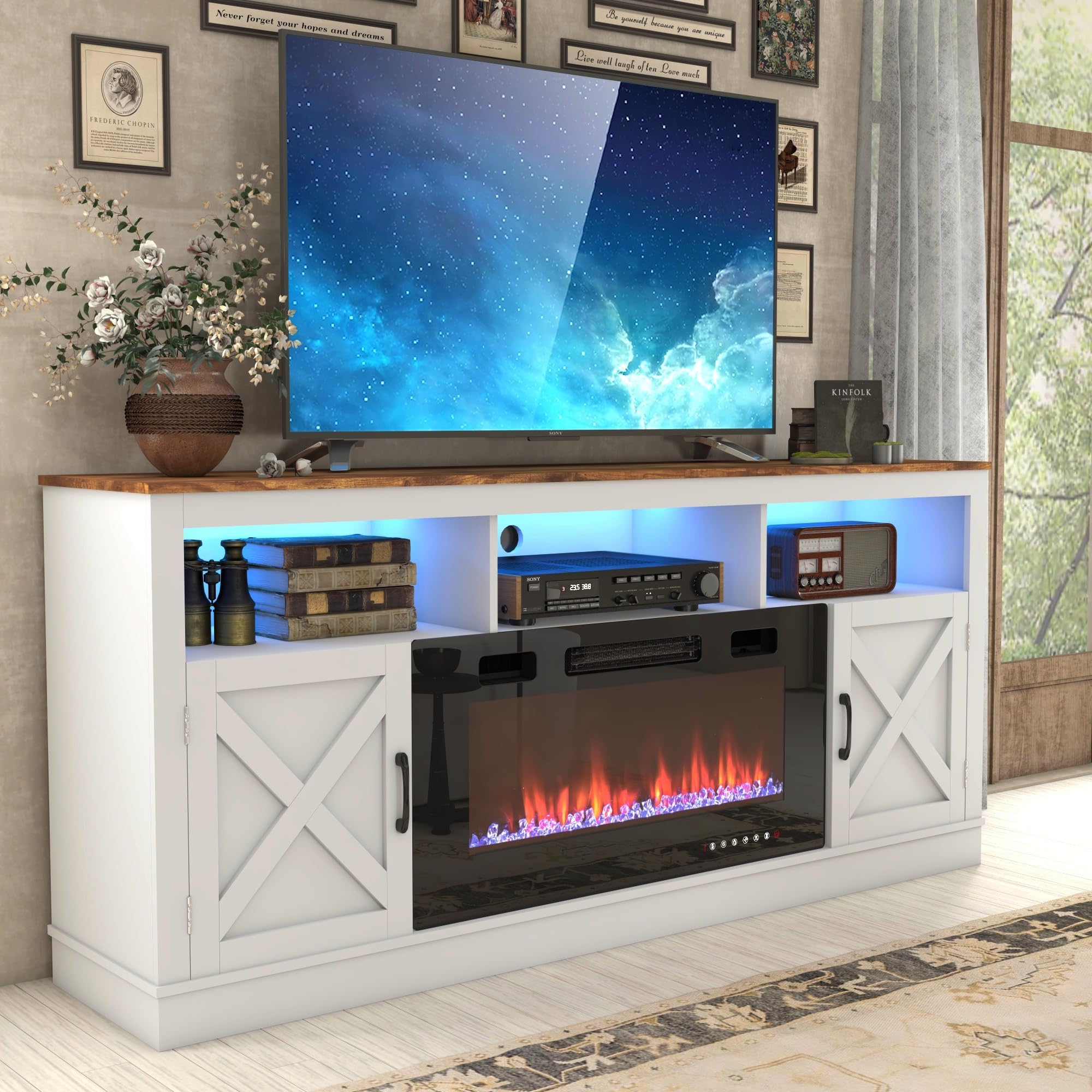 Farmhouse TV Stand for 70/75/80 Inch TVs - 32