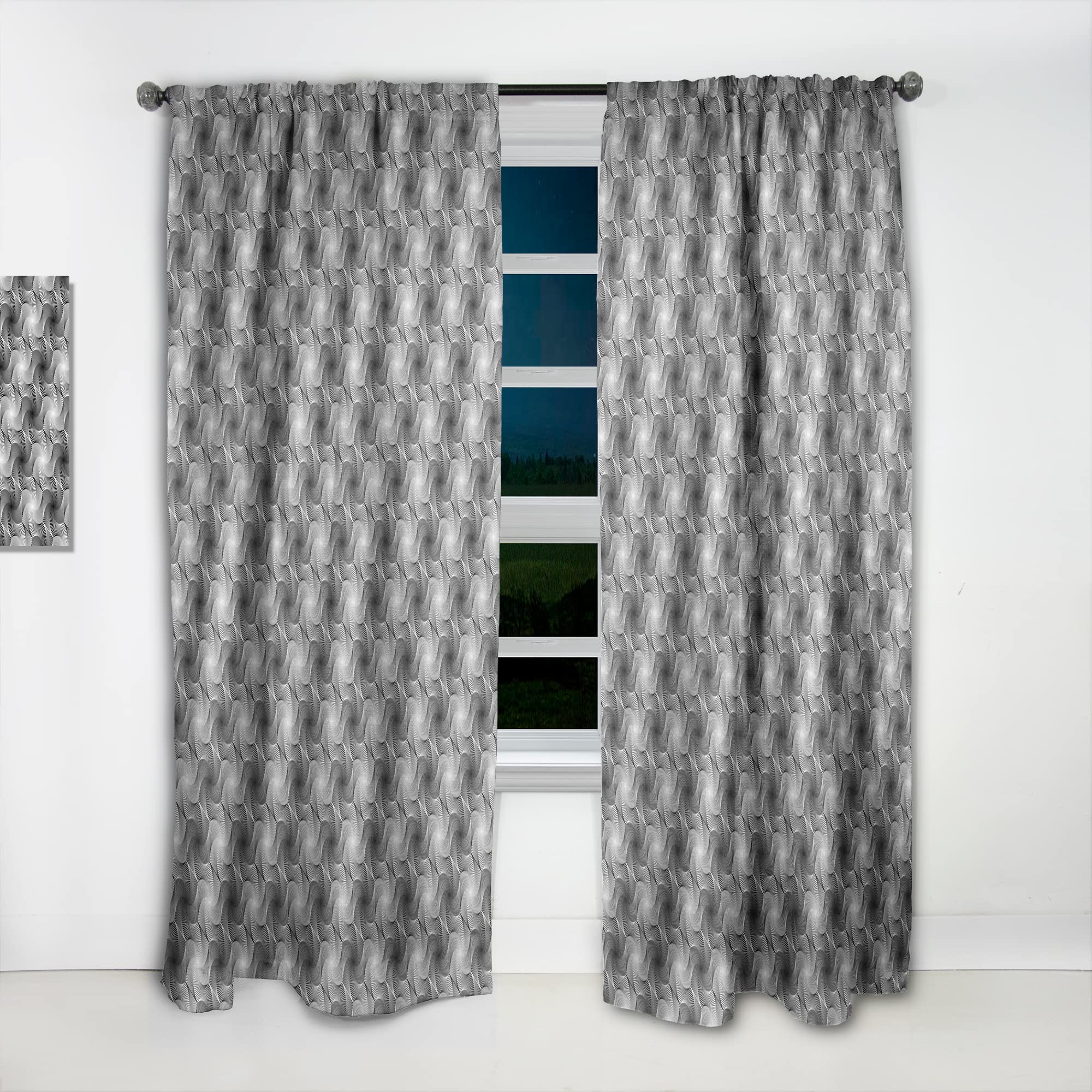 DesignQ Black and White Hexagon Geometric Pattern Thermal Insulated Curtains - Single Panel 52x63 Inches for Bedroom & Living Room - Modern Window Drapes for Home Decor