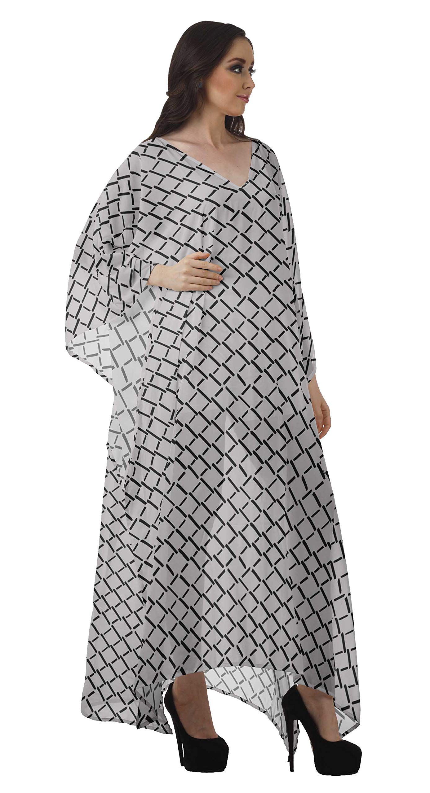 Moomaya Women's Sheer Turkish Kaftan Cover Up Dress - Beach Swimwear Long Caftan for Pool, Vacation & Summer Outfits