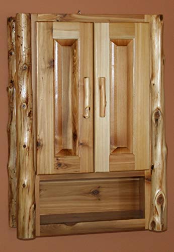 Rustic Cedar Log Toilet Cabinet - Waterproof Bathroom Storage Organizer with Shelf | Perfect for Farmhouse, Cabin, and Outdoor Bathroom Decor