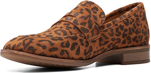 Dark Tan Leopard Print Suede